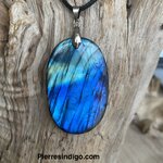 Pendentif labradorite, bélière acier inoxydable