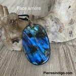 Pendentif labradorite, bélière acier inoxydable
