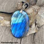 Pendentif labradorite, bélière acier inoxydable