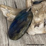 Pendentif labradorite, bélière acier inoxydable