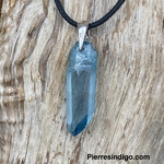 Pendentif Quartz Aqua Aura, bélière argent 925