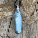 Pendentif Quartz Aqua Aura, bélière argent 925