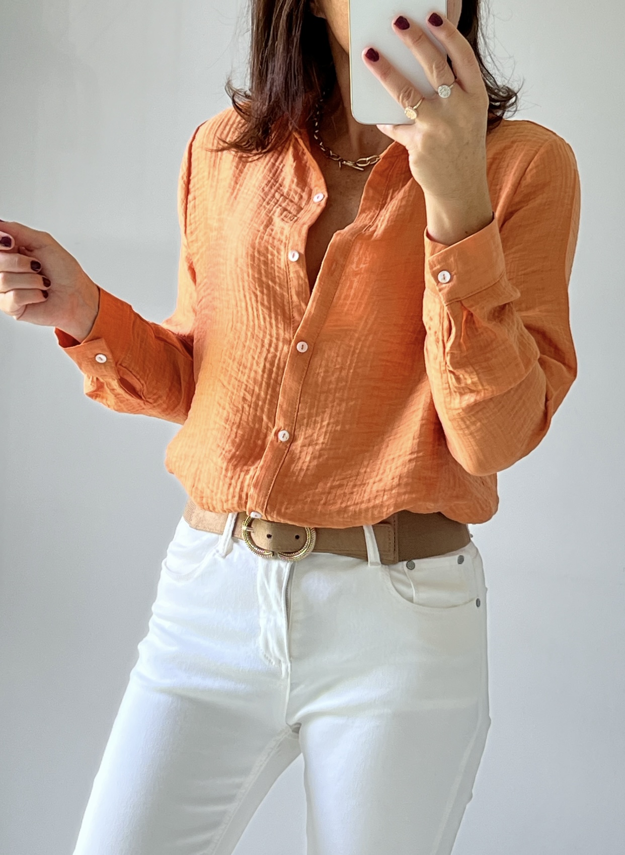 chemise flore orange -1