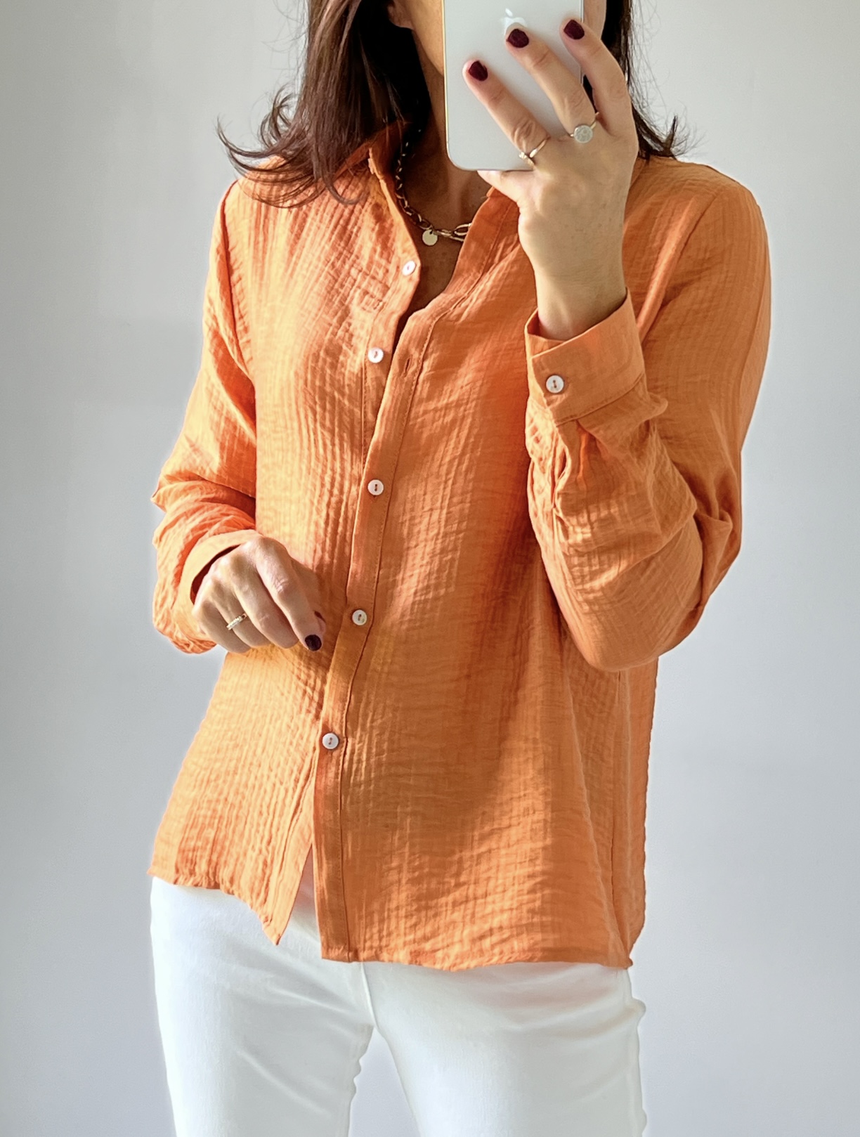 chemise flore orange -5