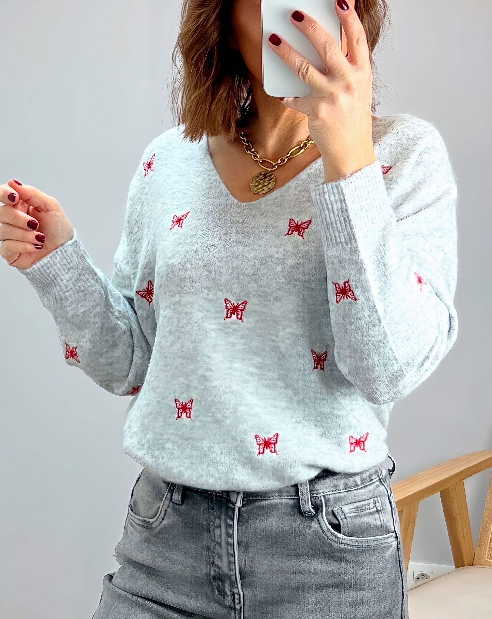 le pull birdy gris -2