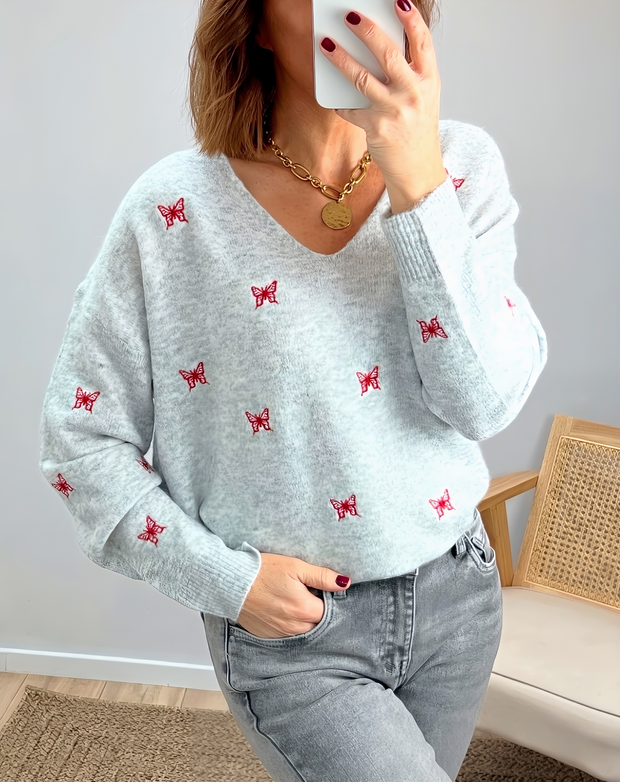 le pull birdy gris -3