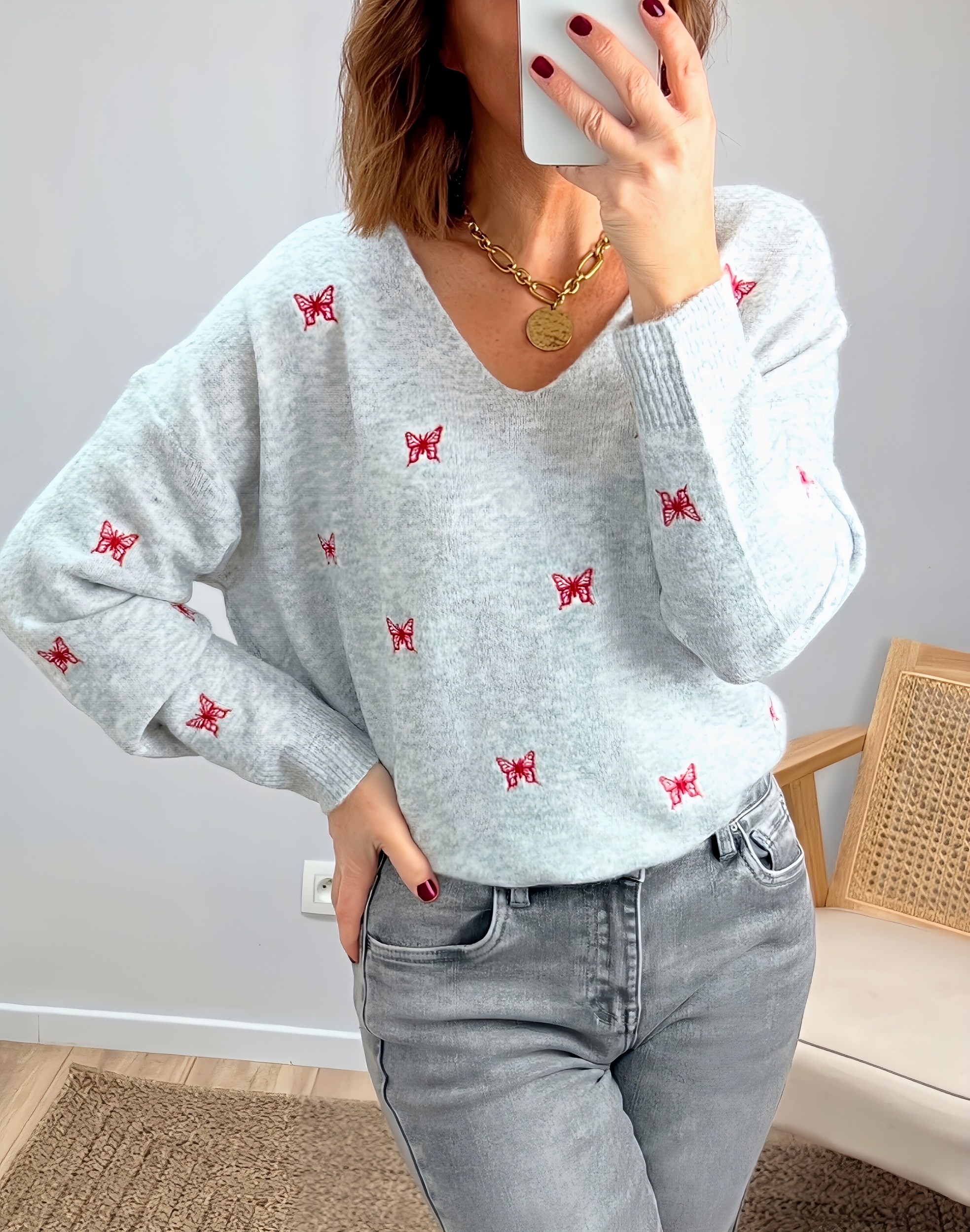 le pull birdy gris -4