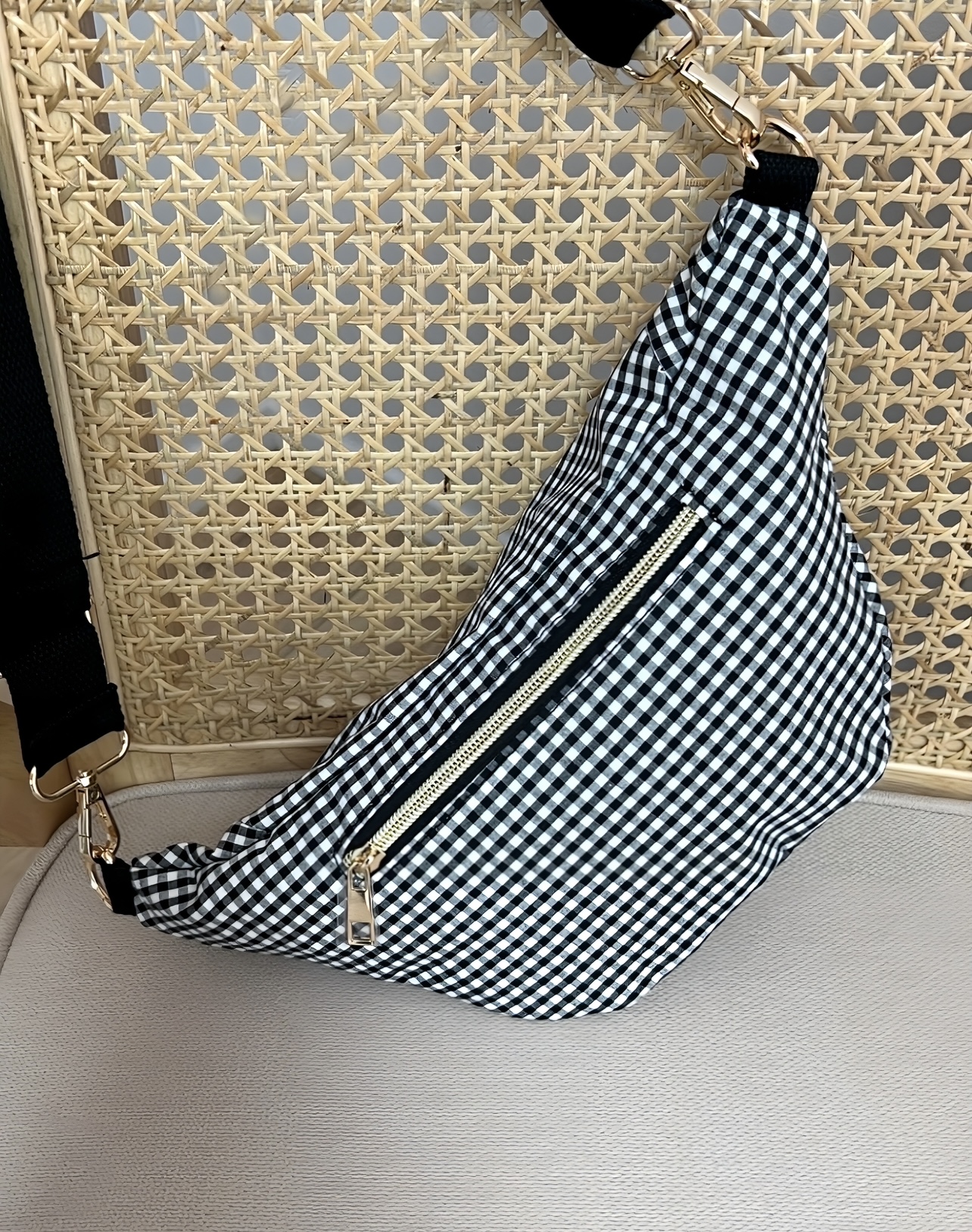 sac banane vichy noir -5