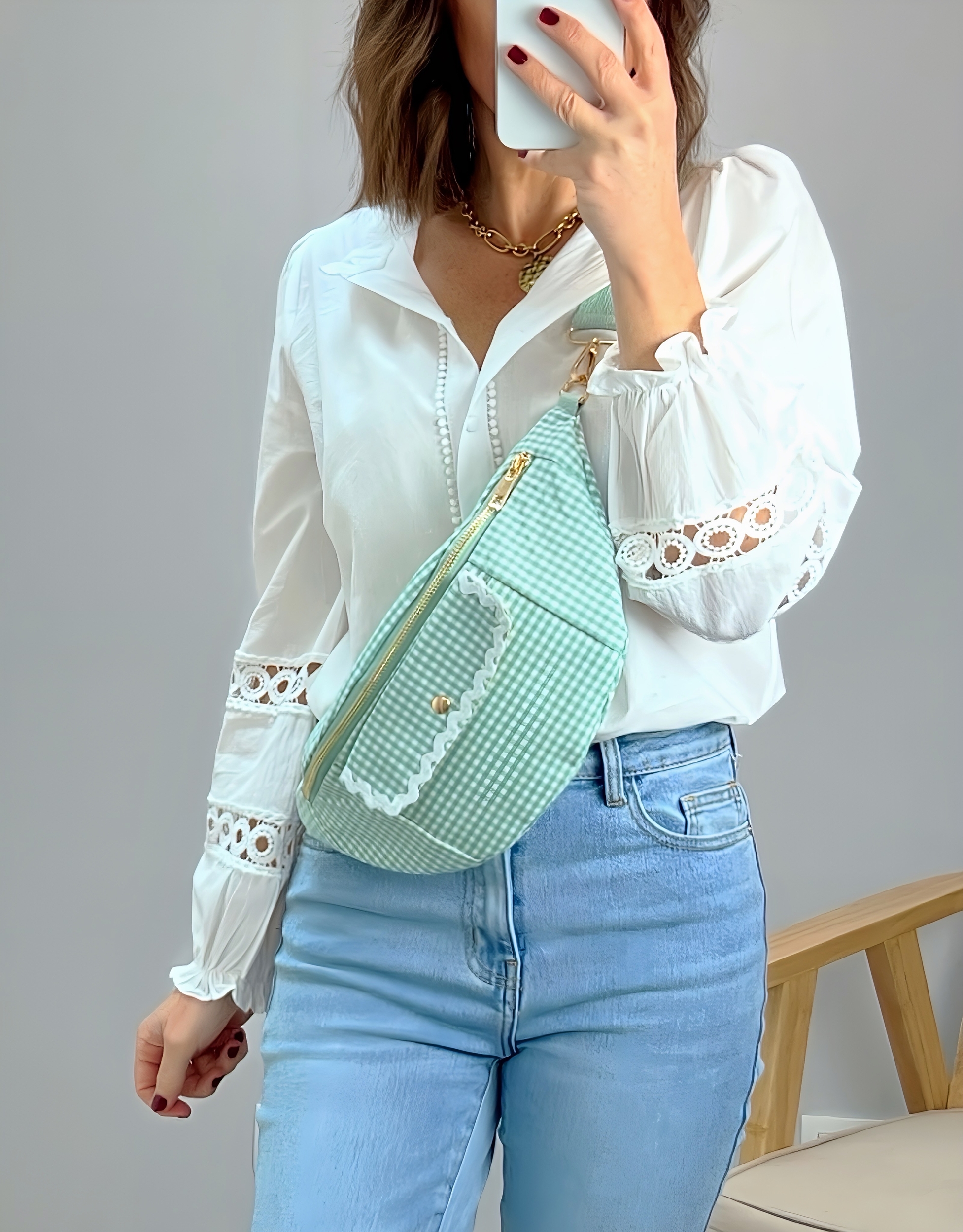 le sac banane vichy vert d eau -2
