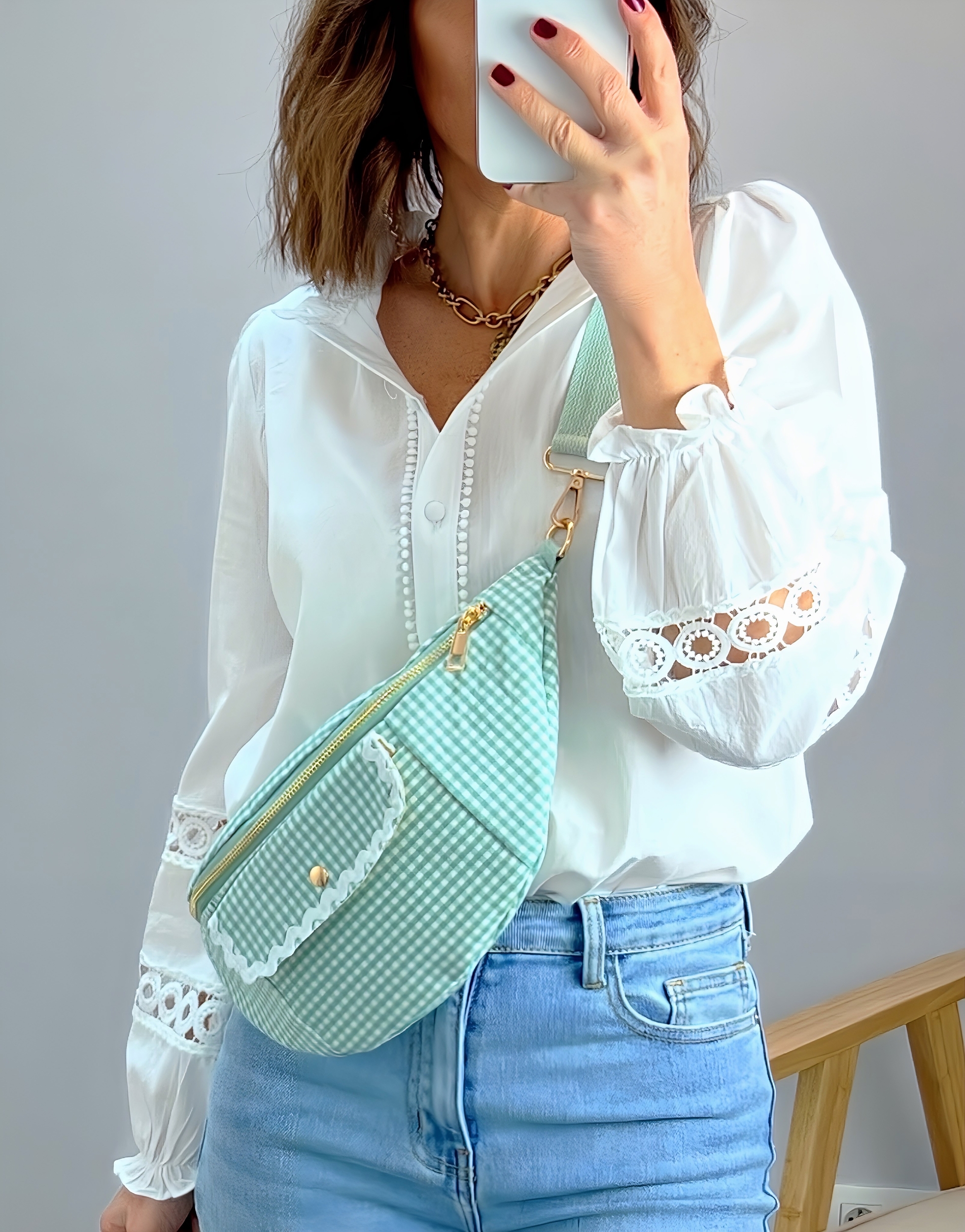 le sac banane vichy vert d eau -3