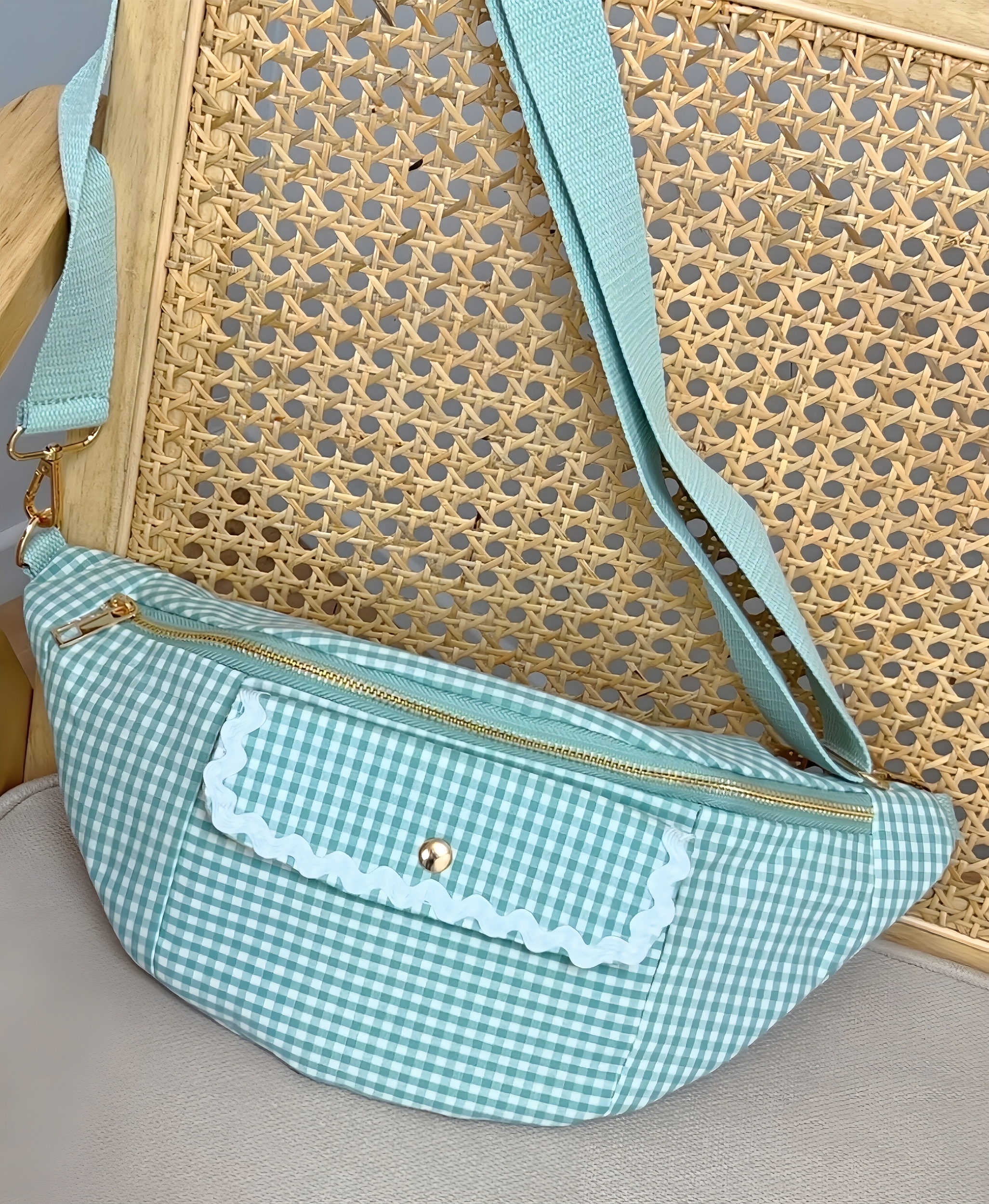 le sac banane vichy vert d eau -4