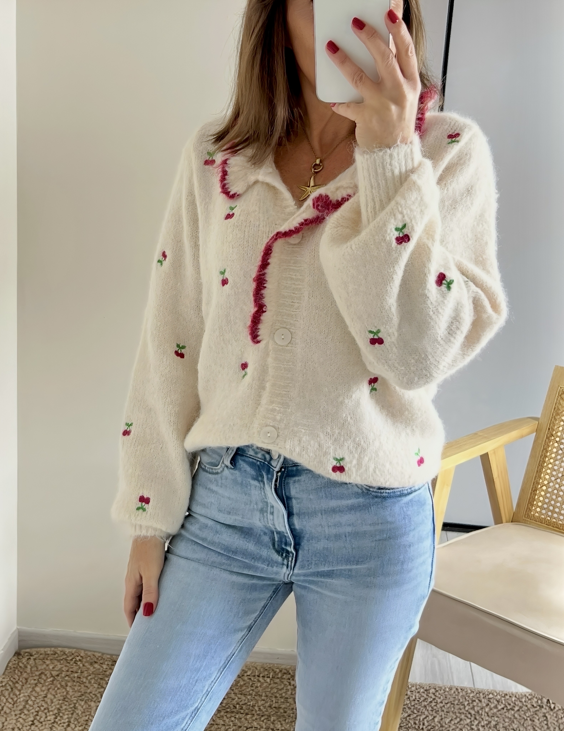 le gilet cherry beige -3