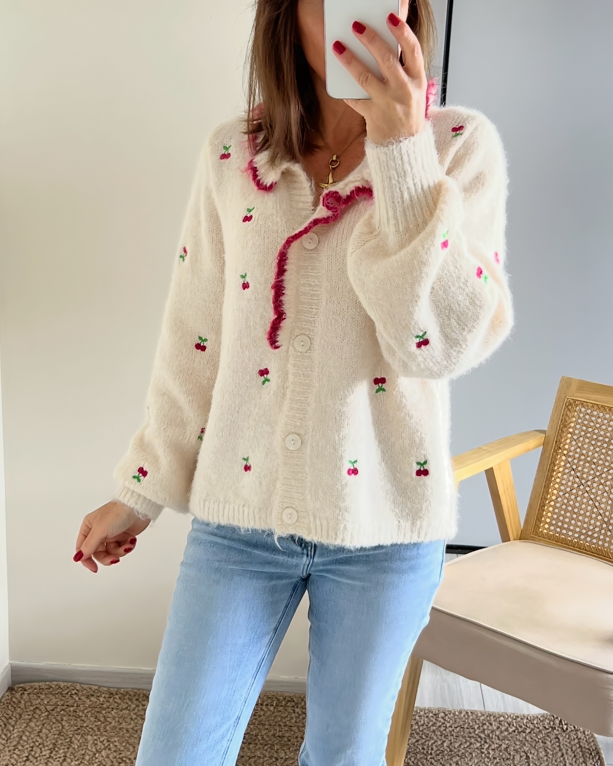 le gilet cherry beige -5