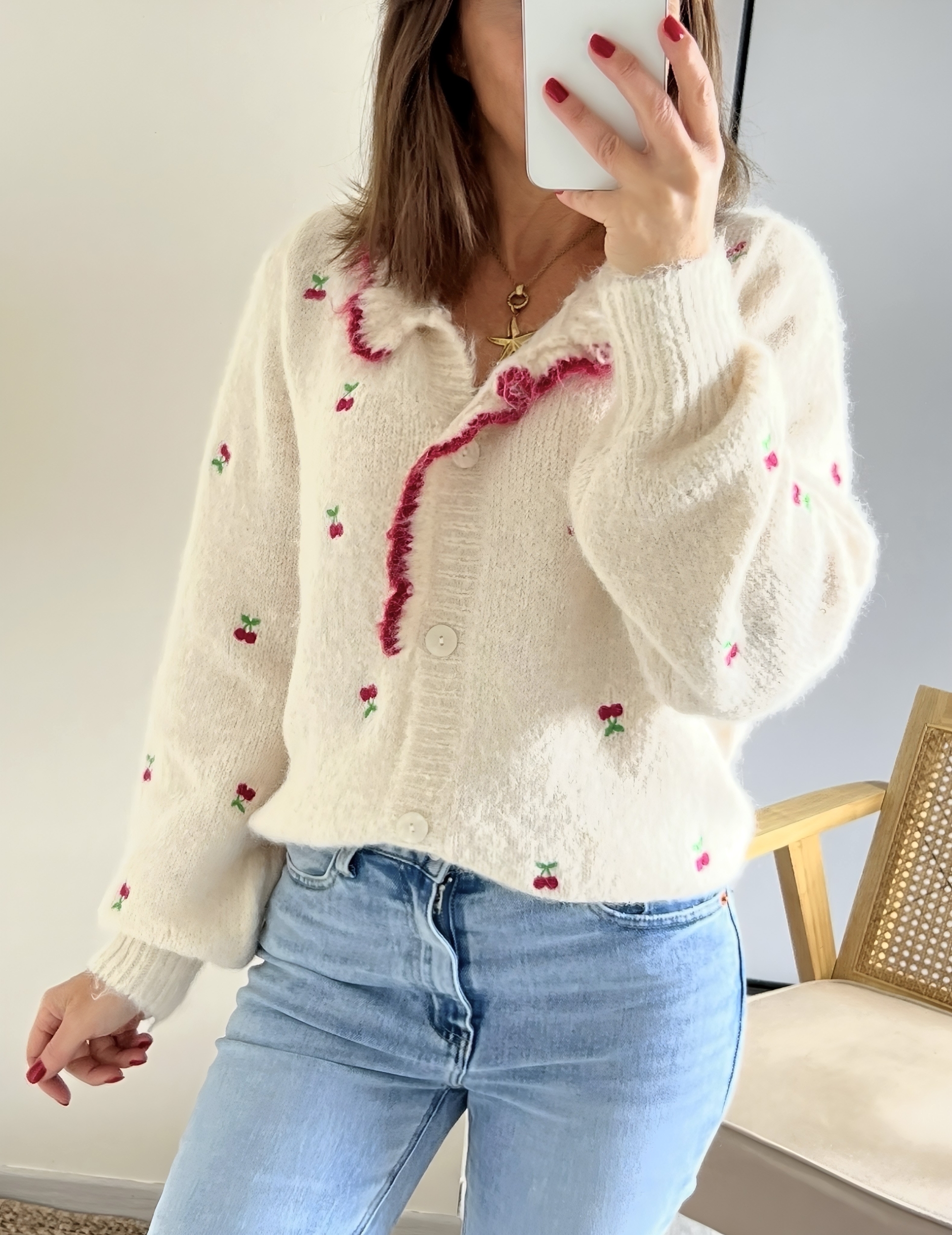 le gilet cherry beige