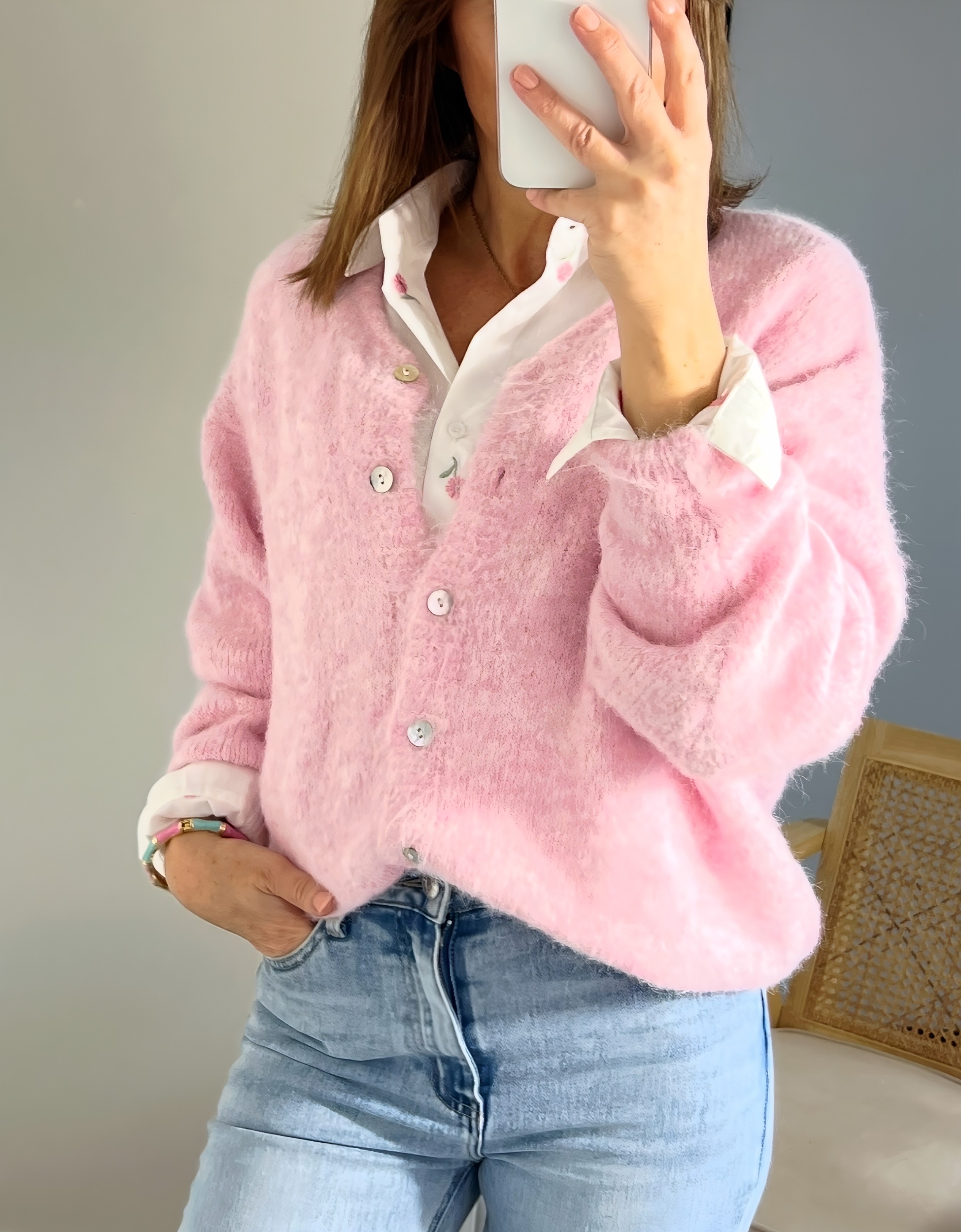 le gilet ezio rose clair -2