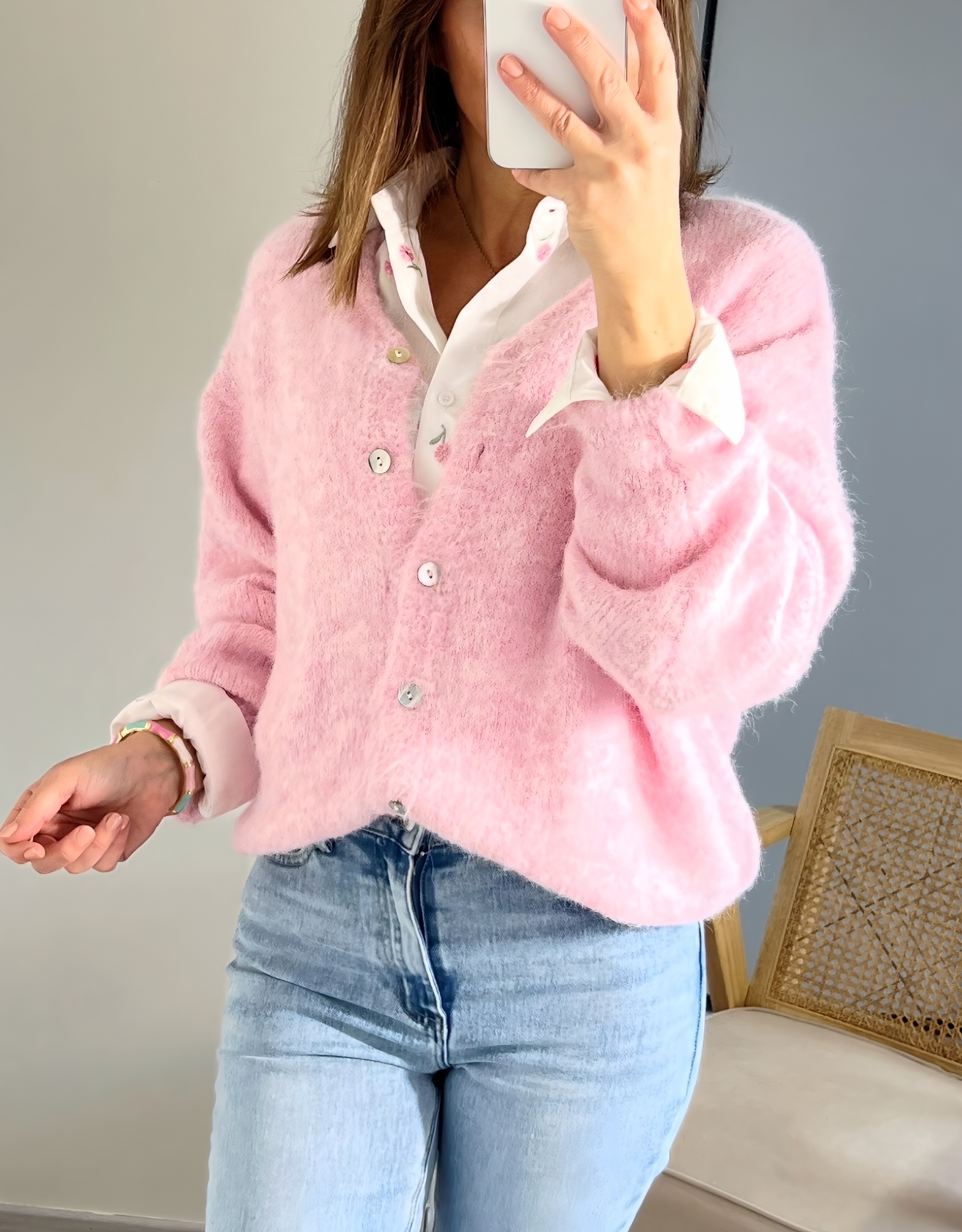 le gilet ezio rose clair -1