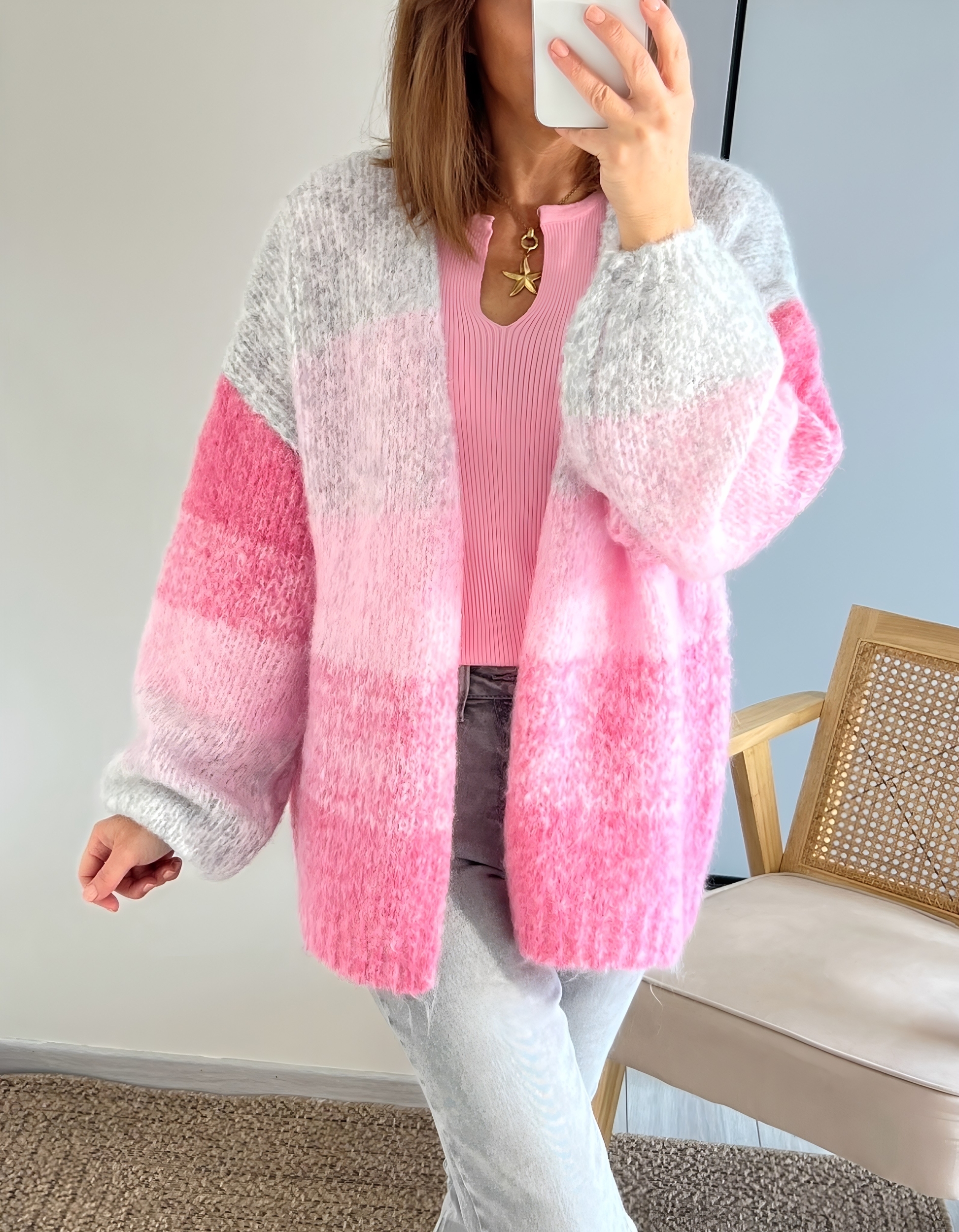le gilet abel rose -1