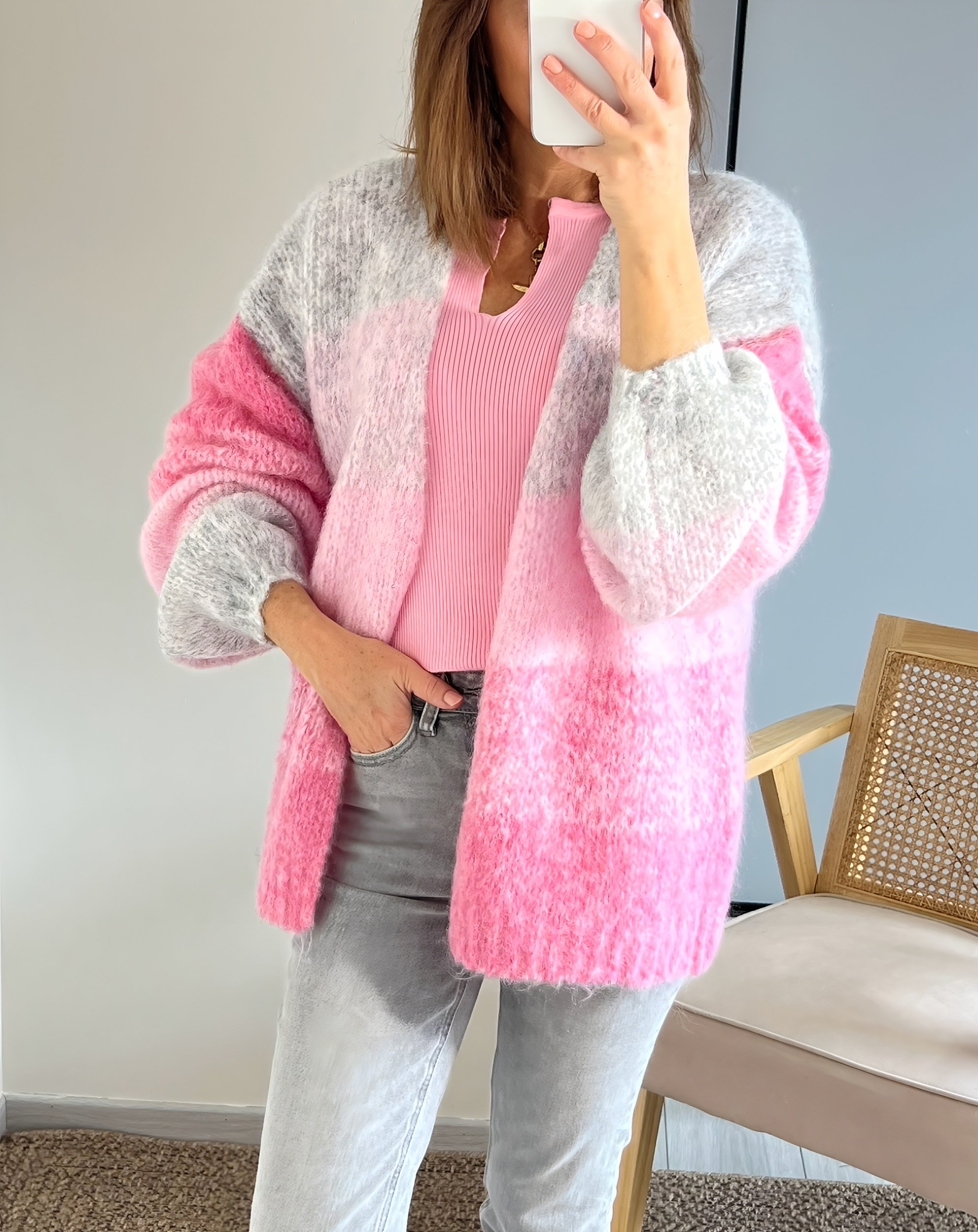 le gilet abel rose -2