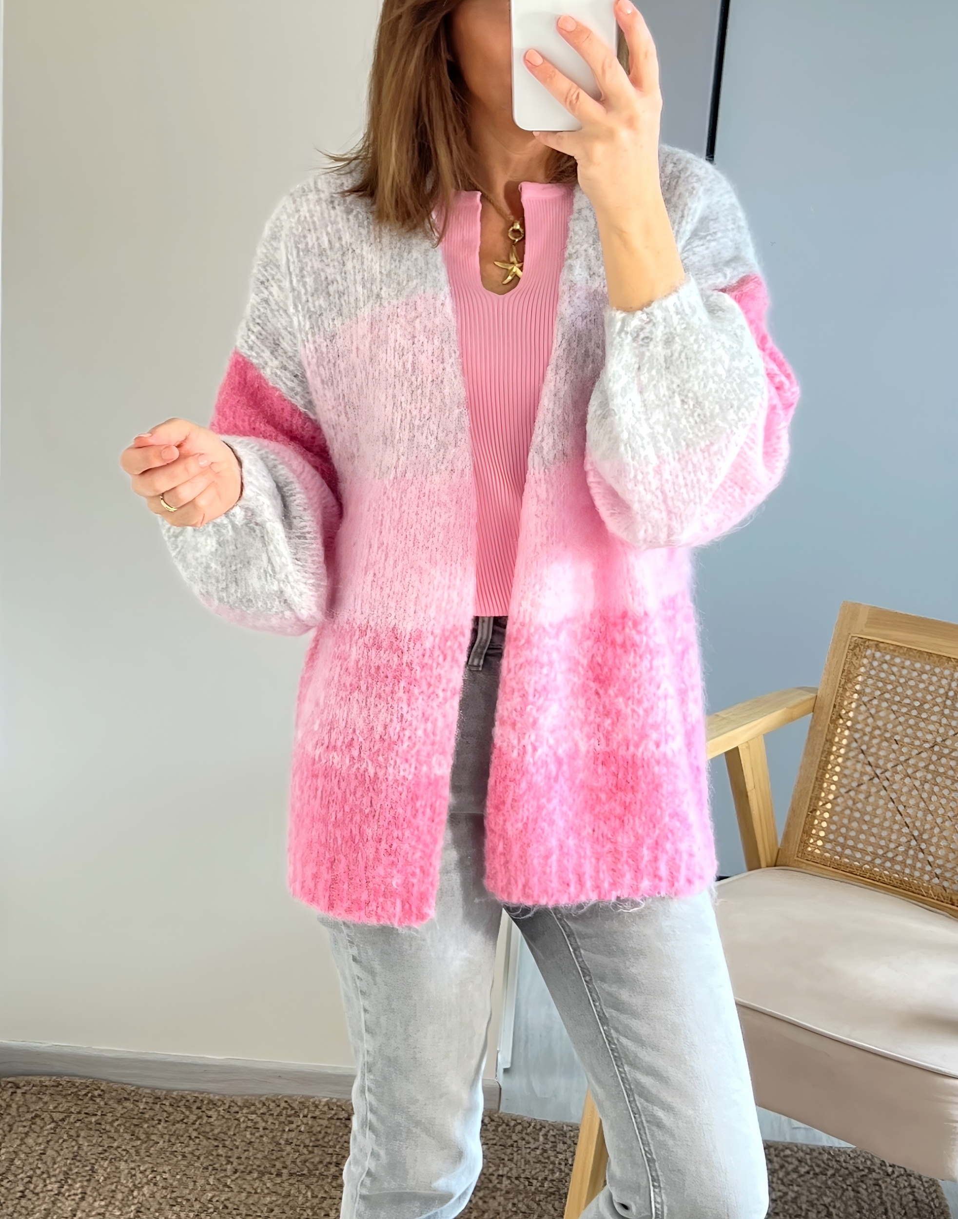 le gilet abel rose -3