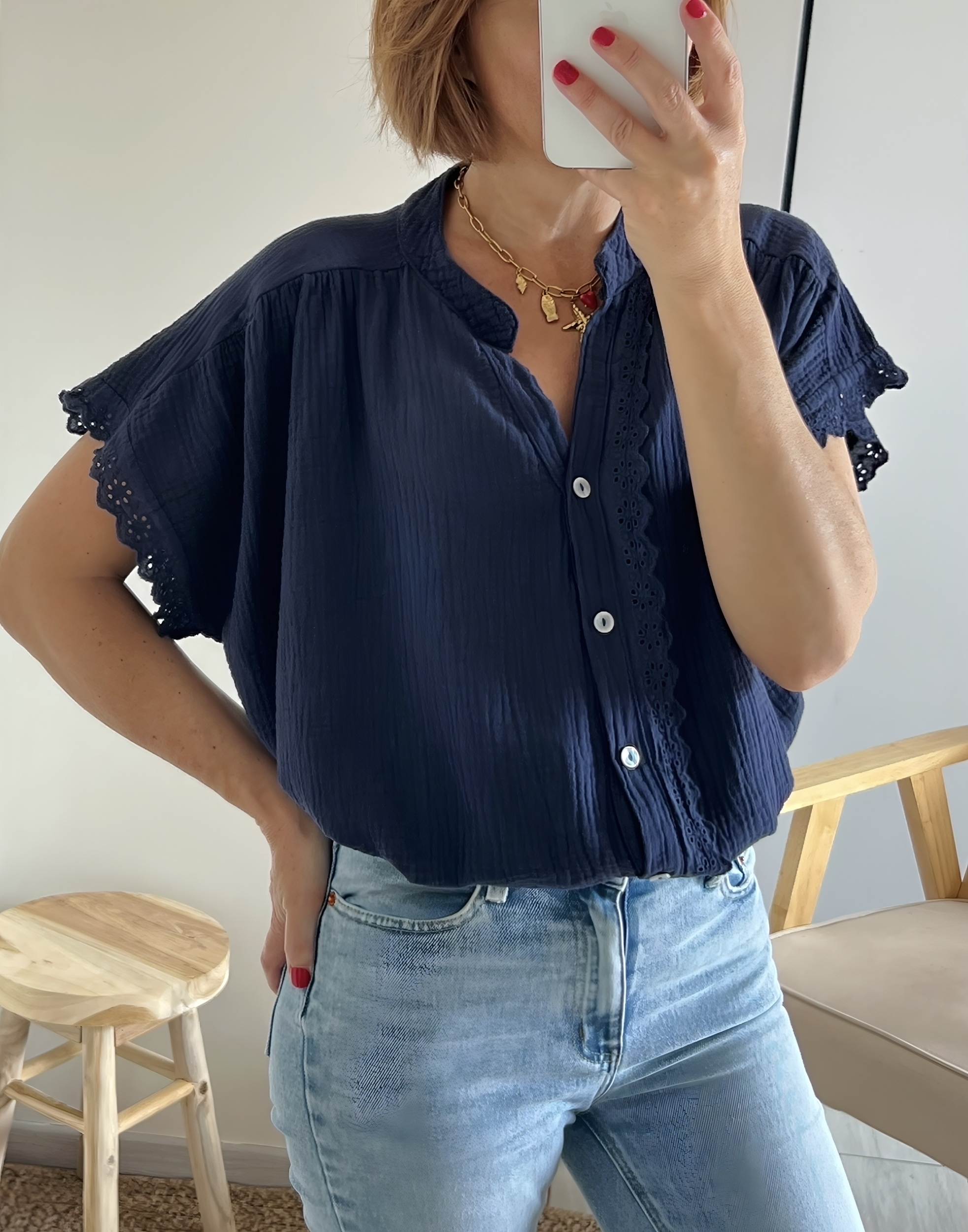 la blouse suzon marine -1
