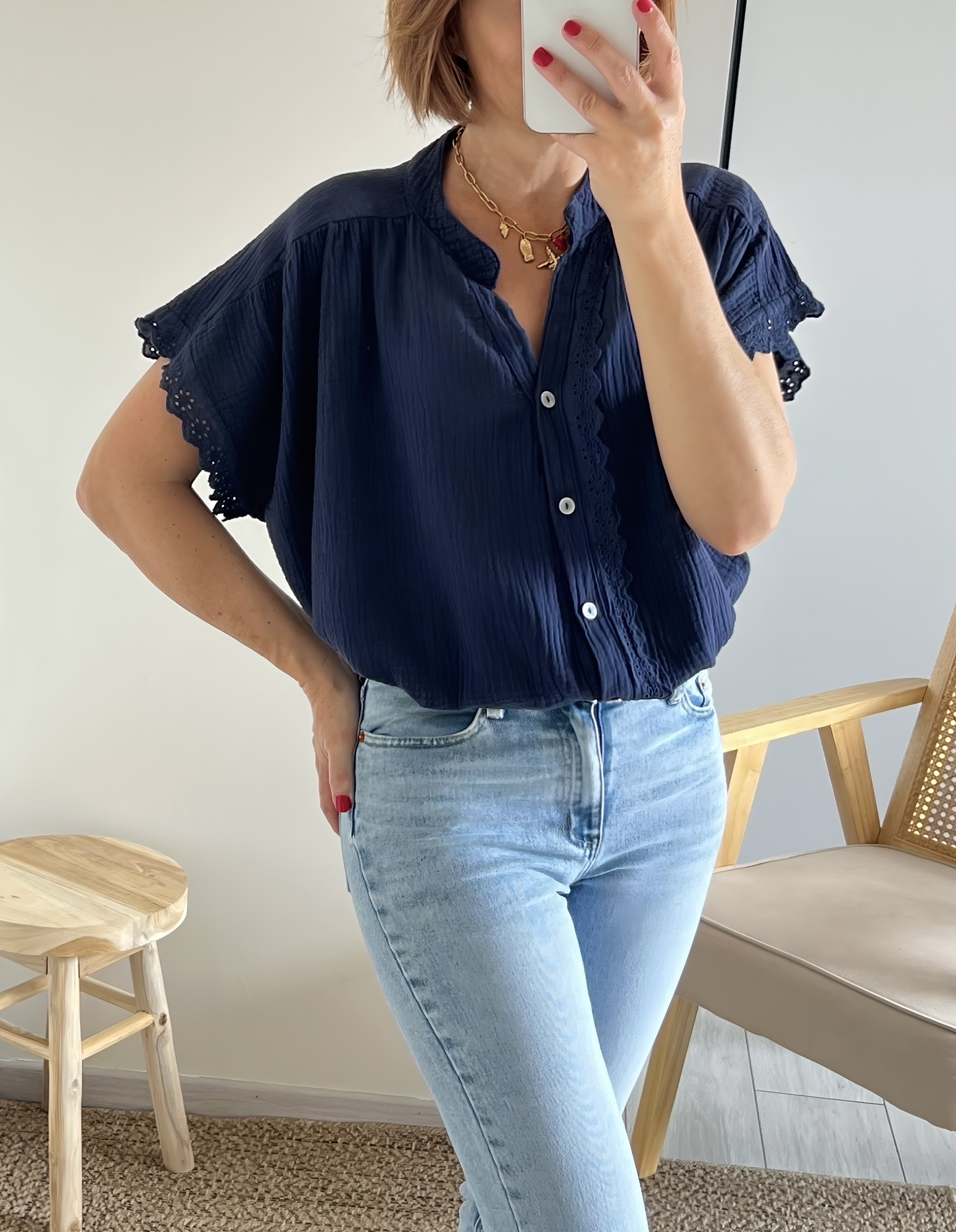 la blouse suzon marine -2