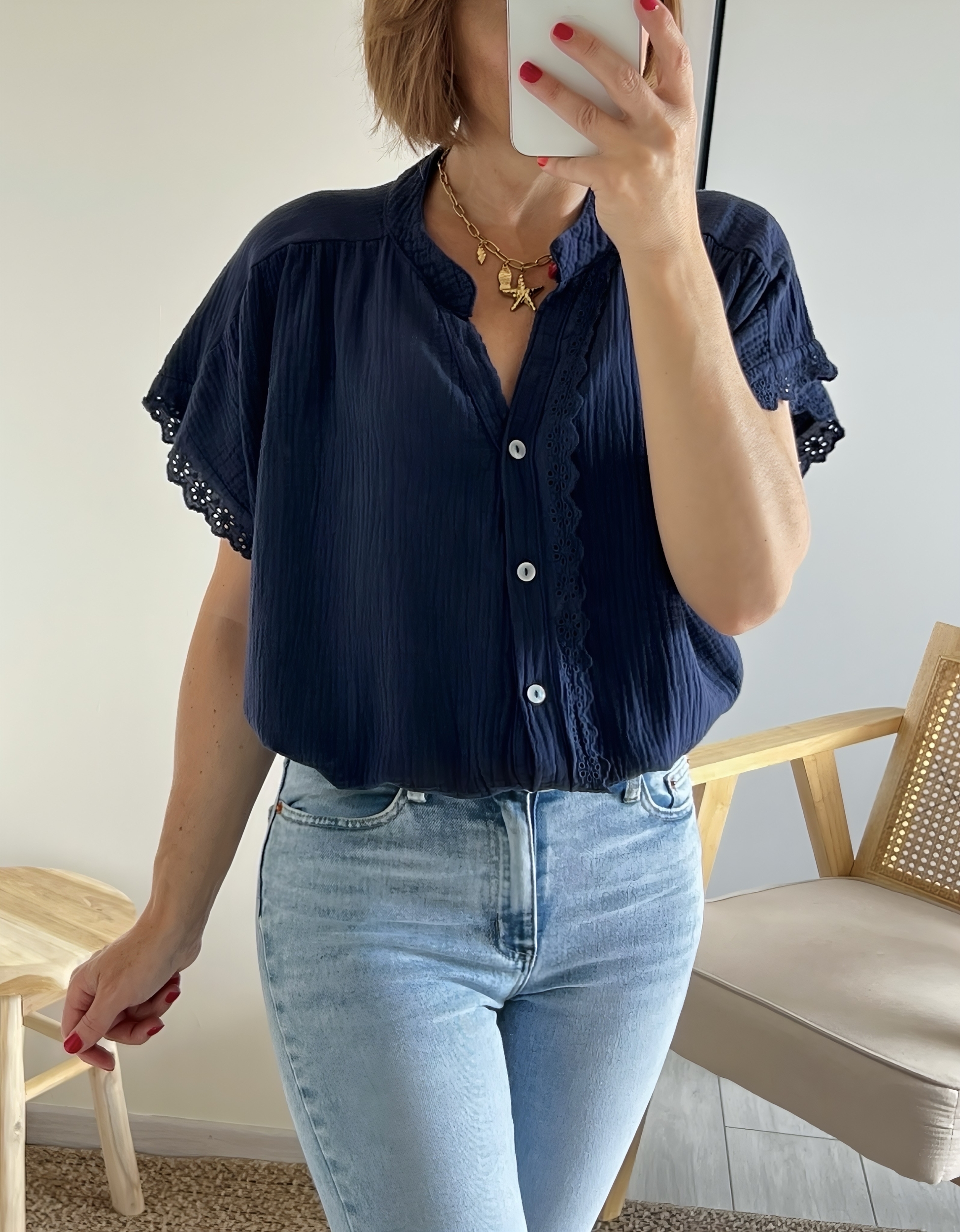 la blouse suzon marine -3