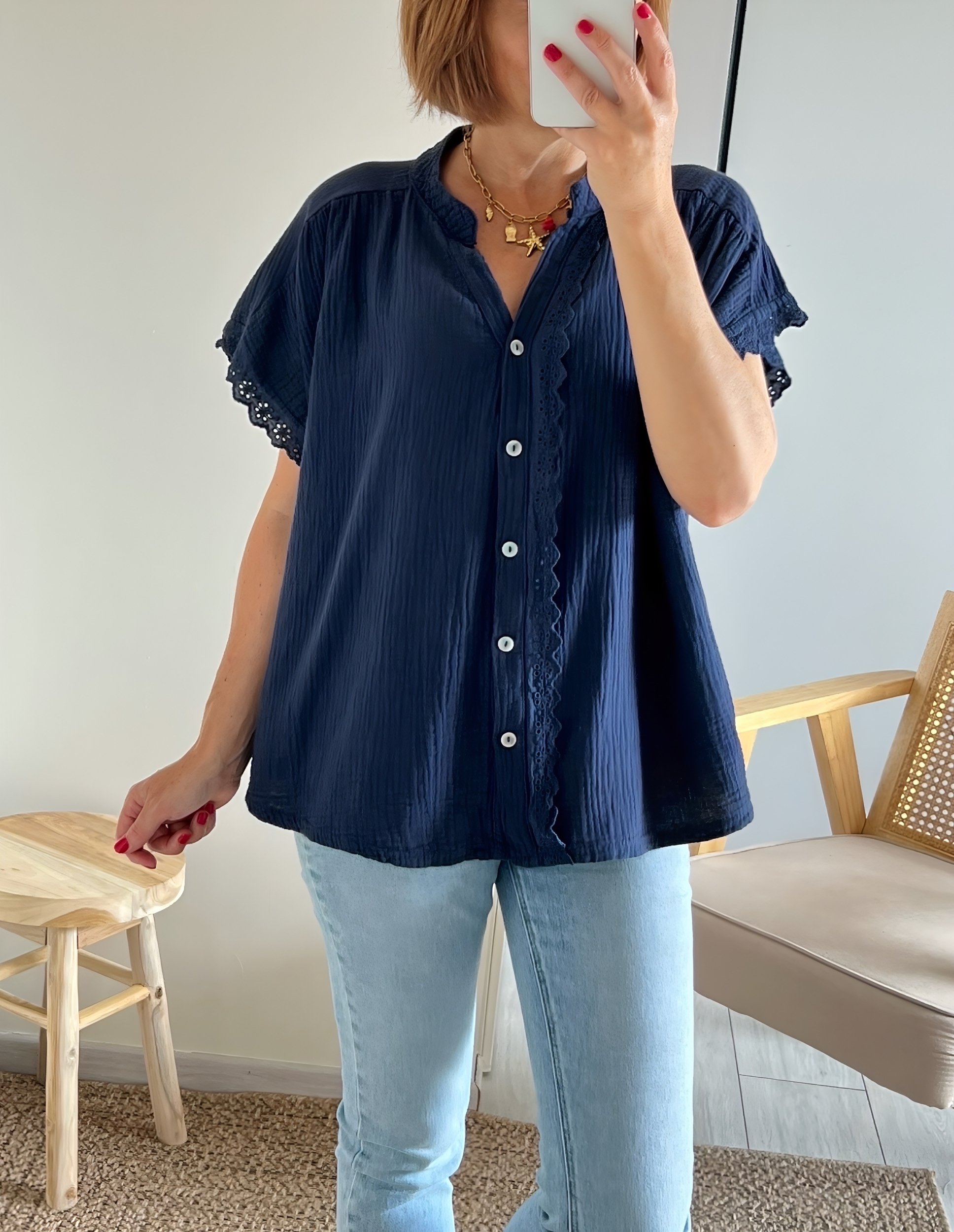 la blouse suzon marine -6