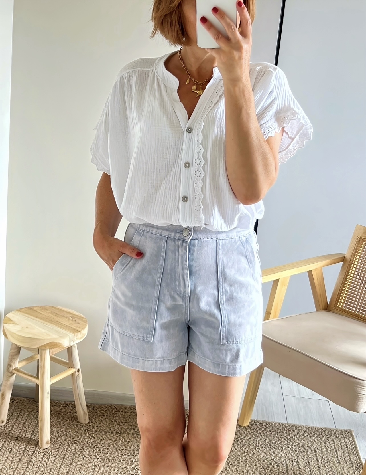 le short terry bleu -1