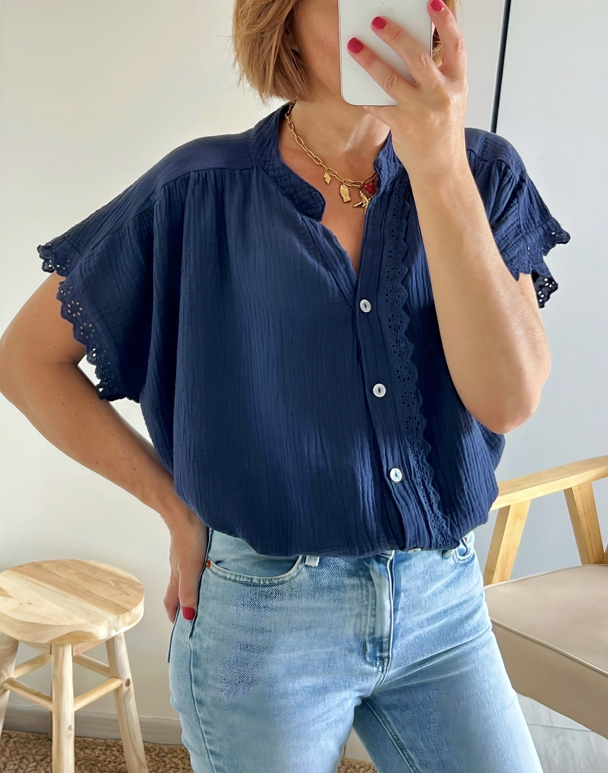 la blouse suzon marine -2