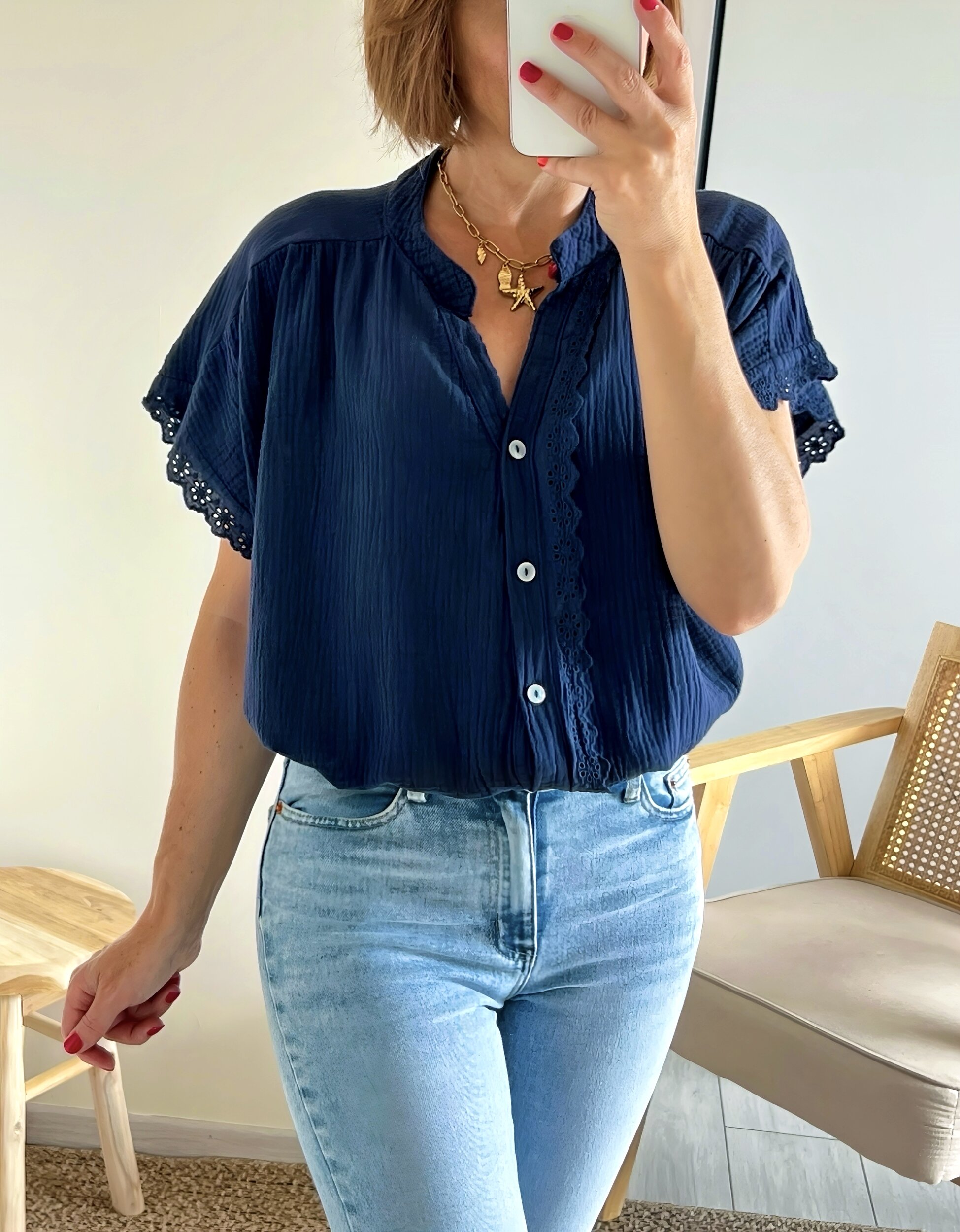 la blouse suzon marine -3