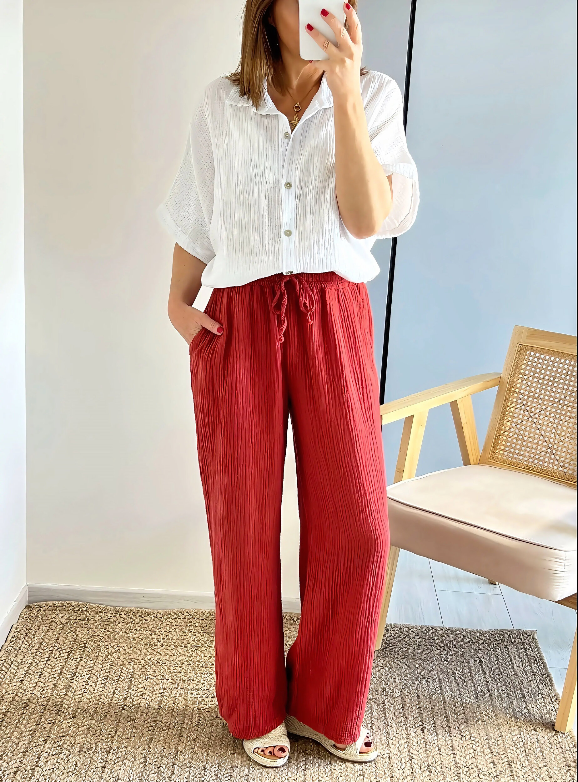 le pantalon noé terracota
