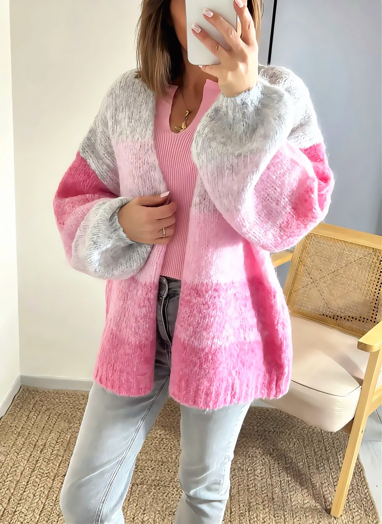le gilet abel rose -1