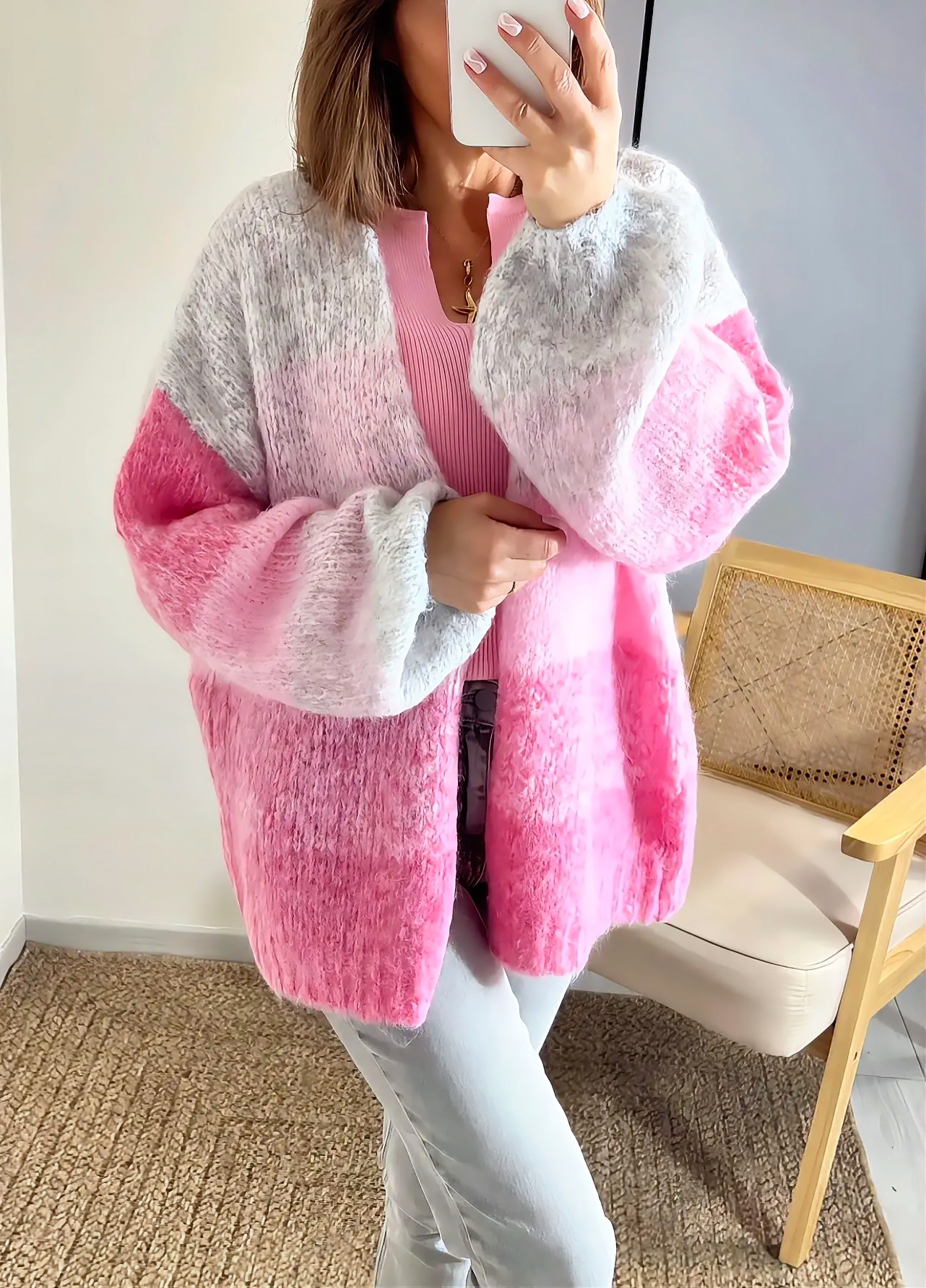 le gilet abel rose -2