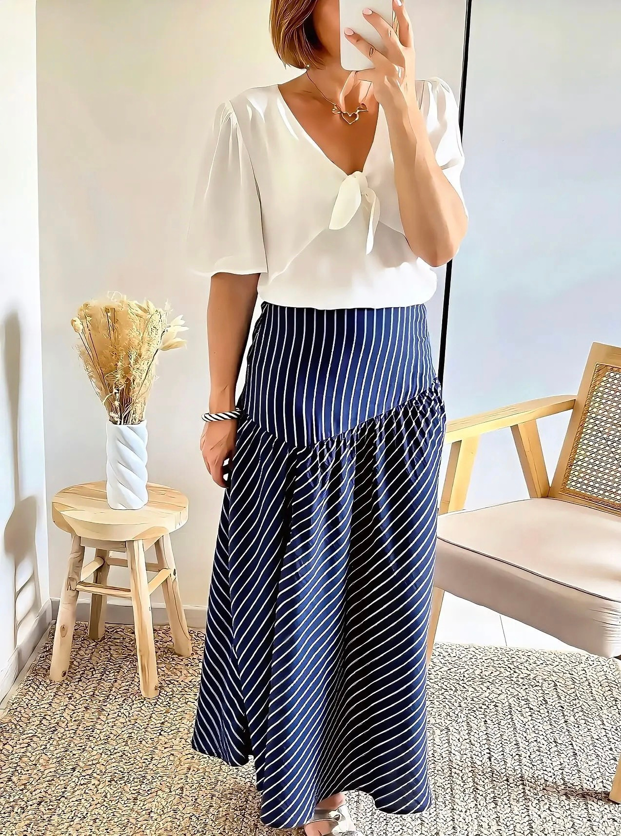 Jupe longue Callie bleu marine