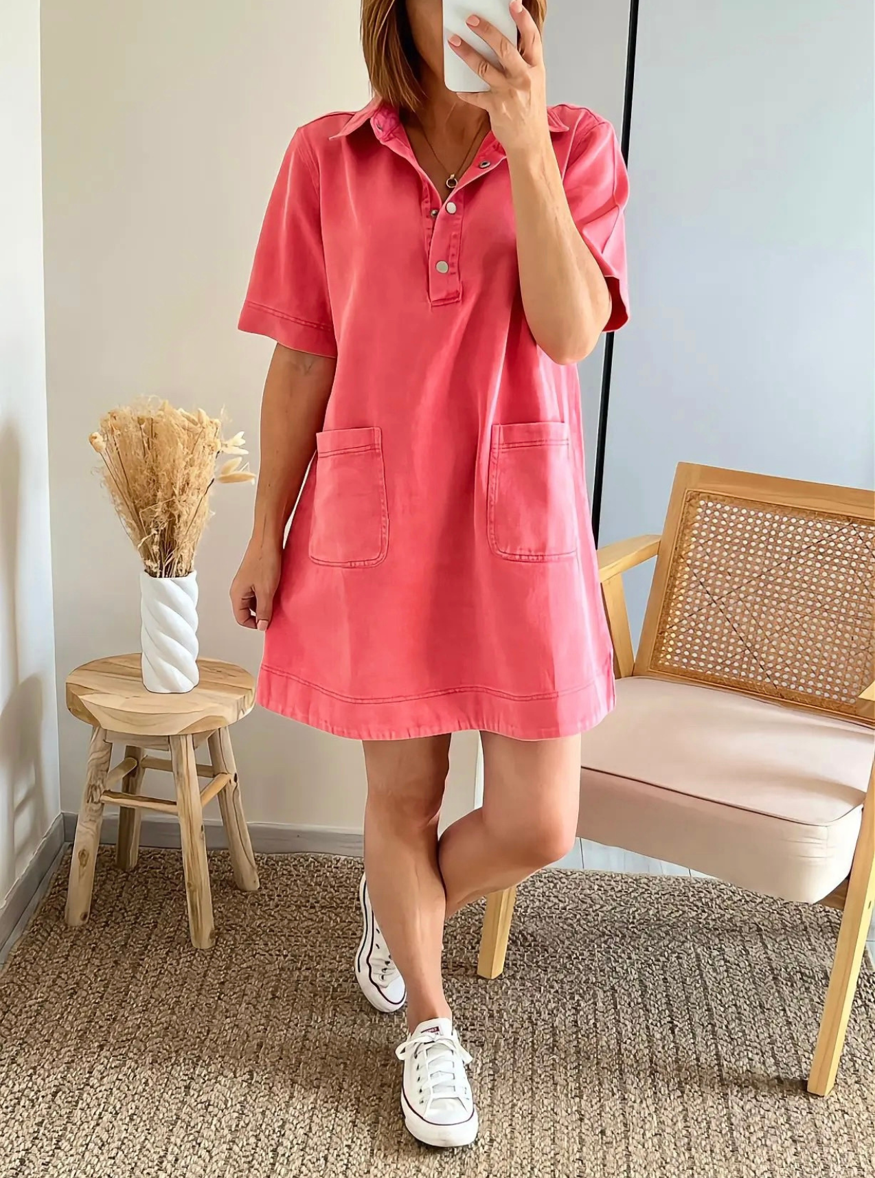 Robe Tessa rouge en jean