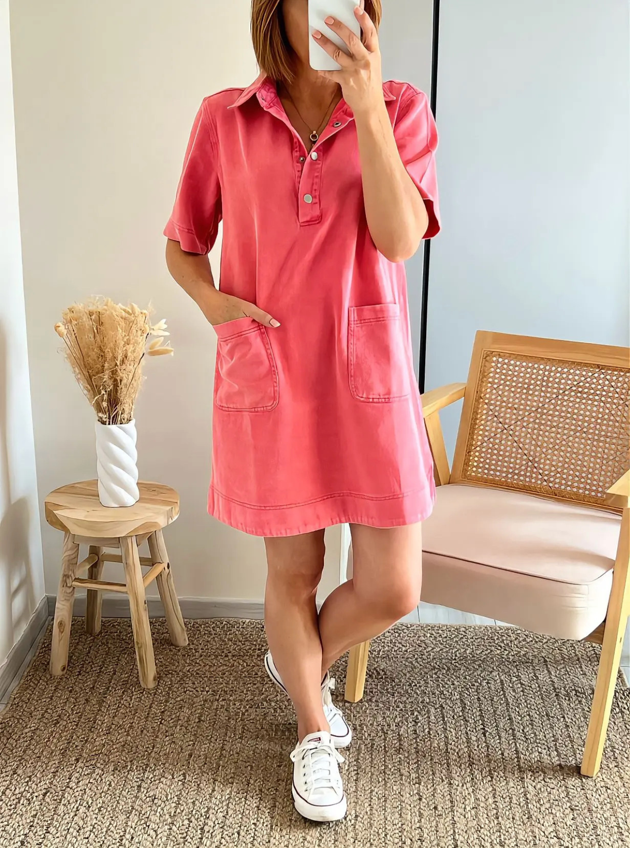 Robe Tessa rouge en denim