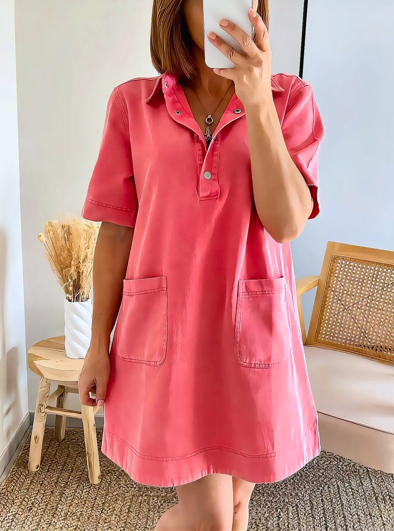 Robe en jean rouge Tessa
