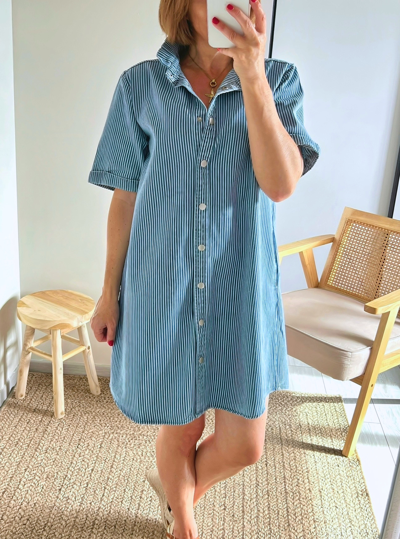 robe chemise Kety en denim rayé