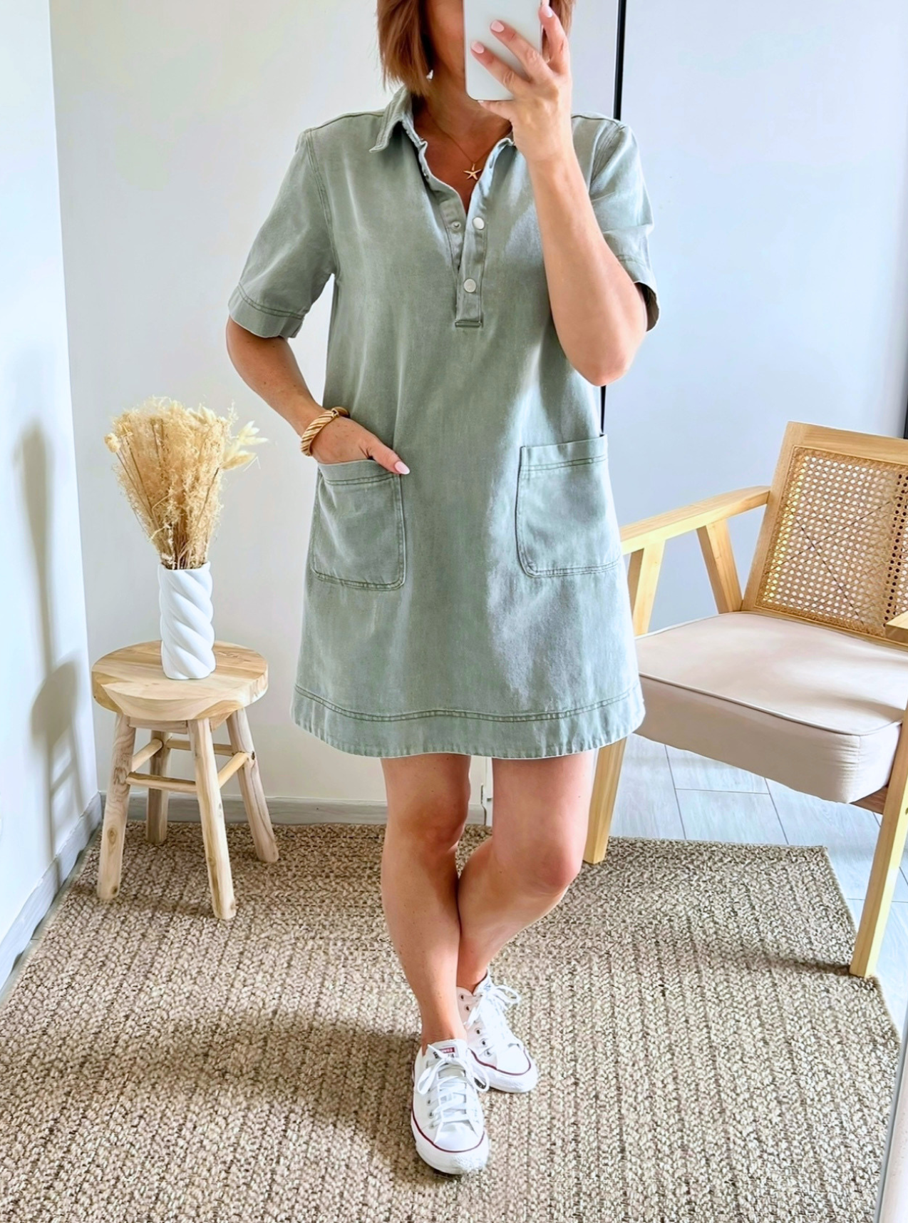 robe courte Tessa en jean kaki