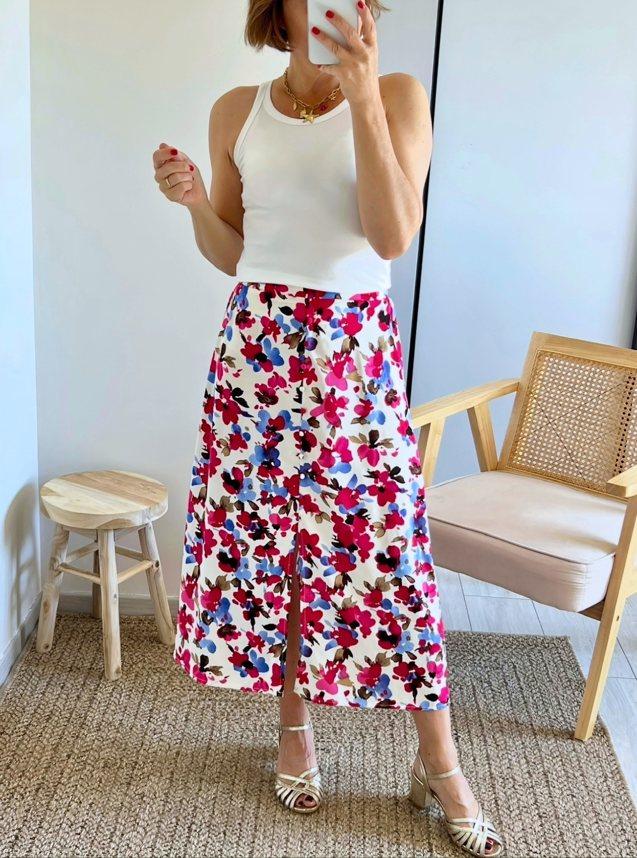 jupe longue été Soleya rose