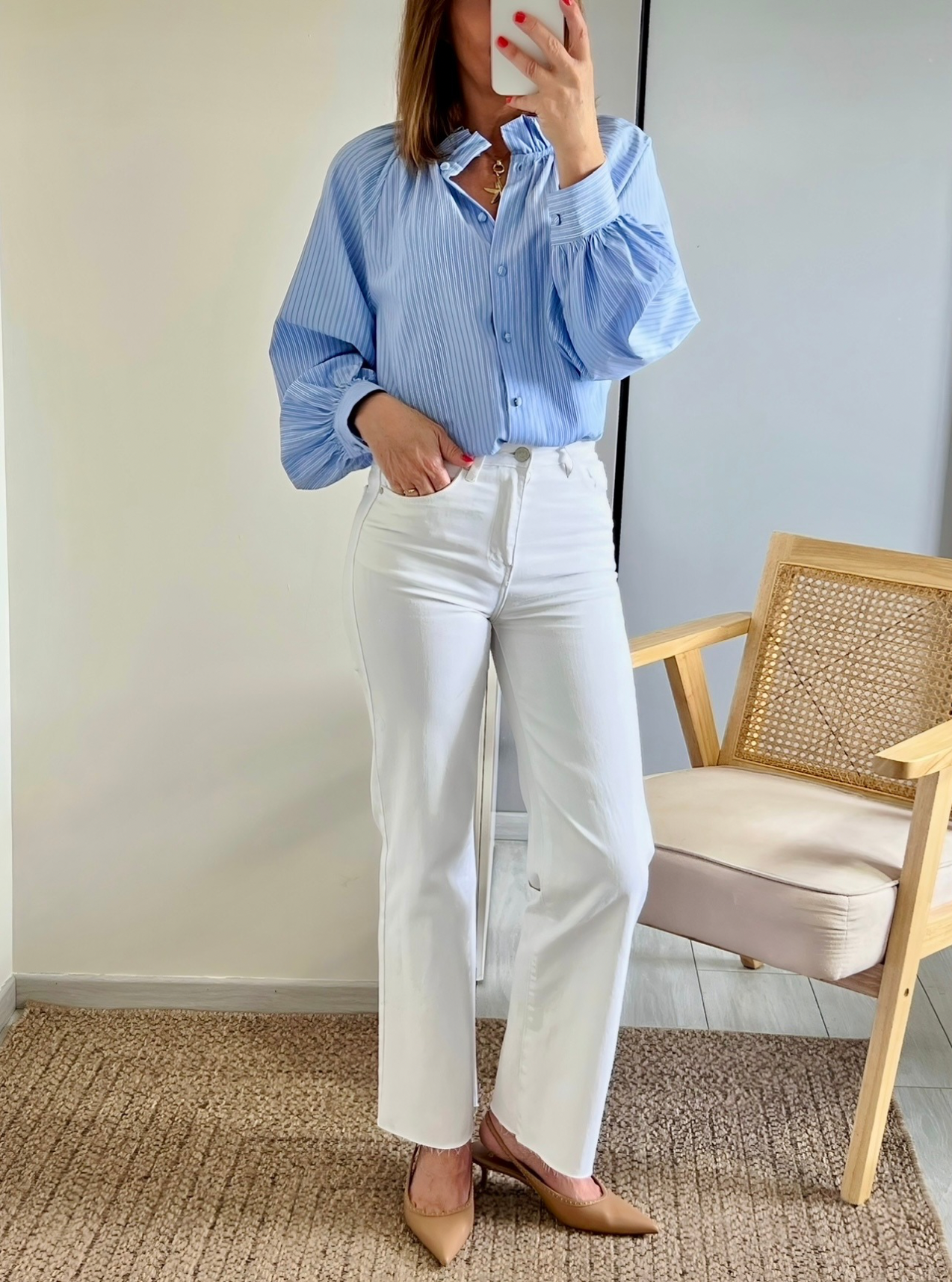 jean taille haute blanc Walter