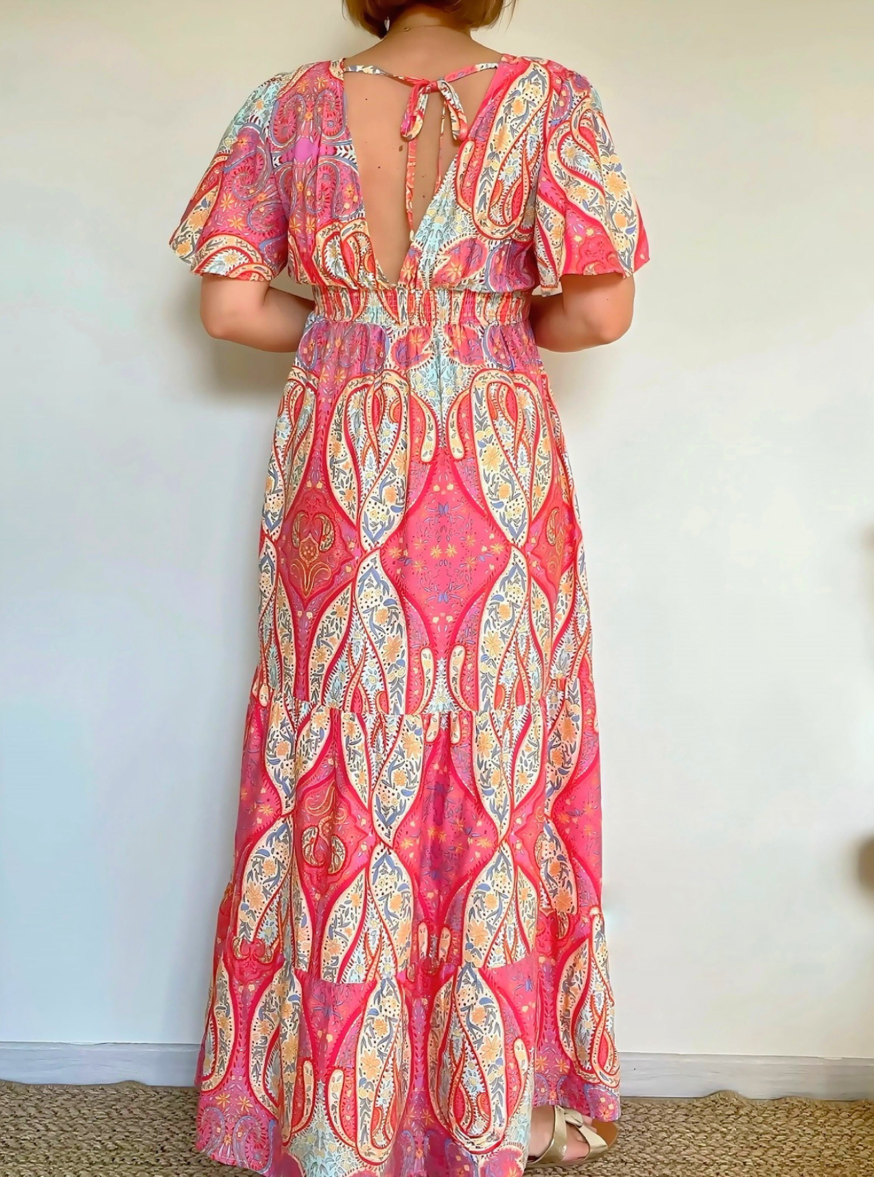 robe longue imprimée Minorque de dos