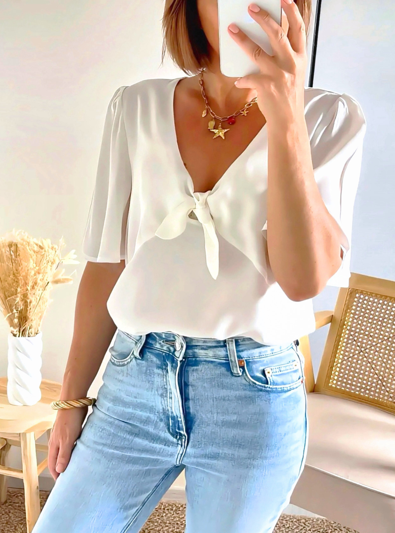 blouse Babeth ecru manches courtes
