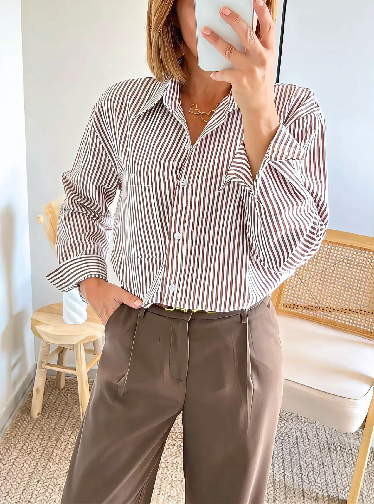 chemise rayée chocolat femme Manon