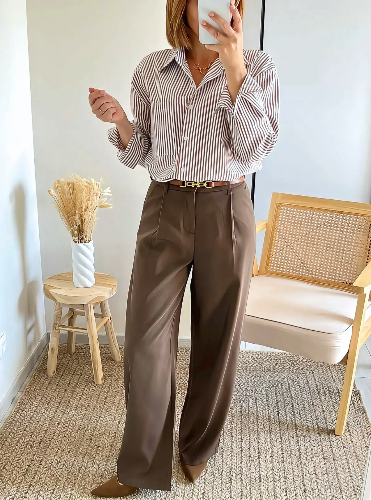 chemise rayures marron oversize Manon