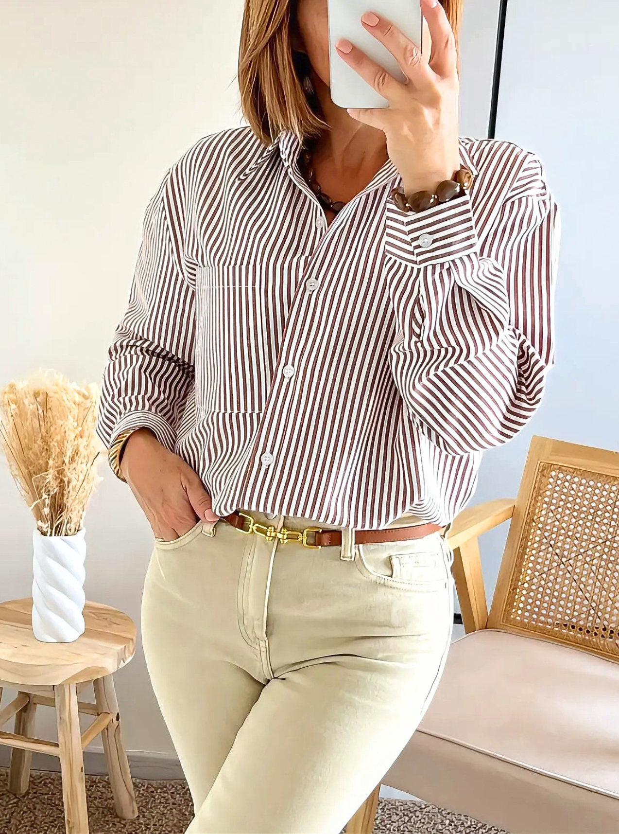 chemise ample rayures choco Manon
