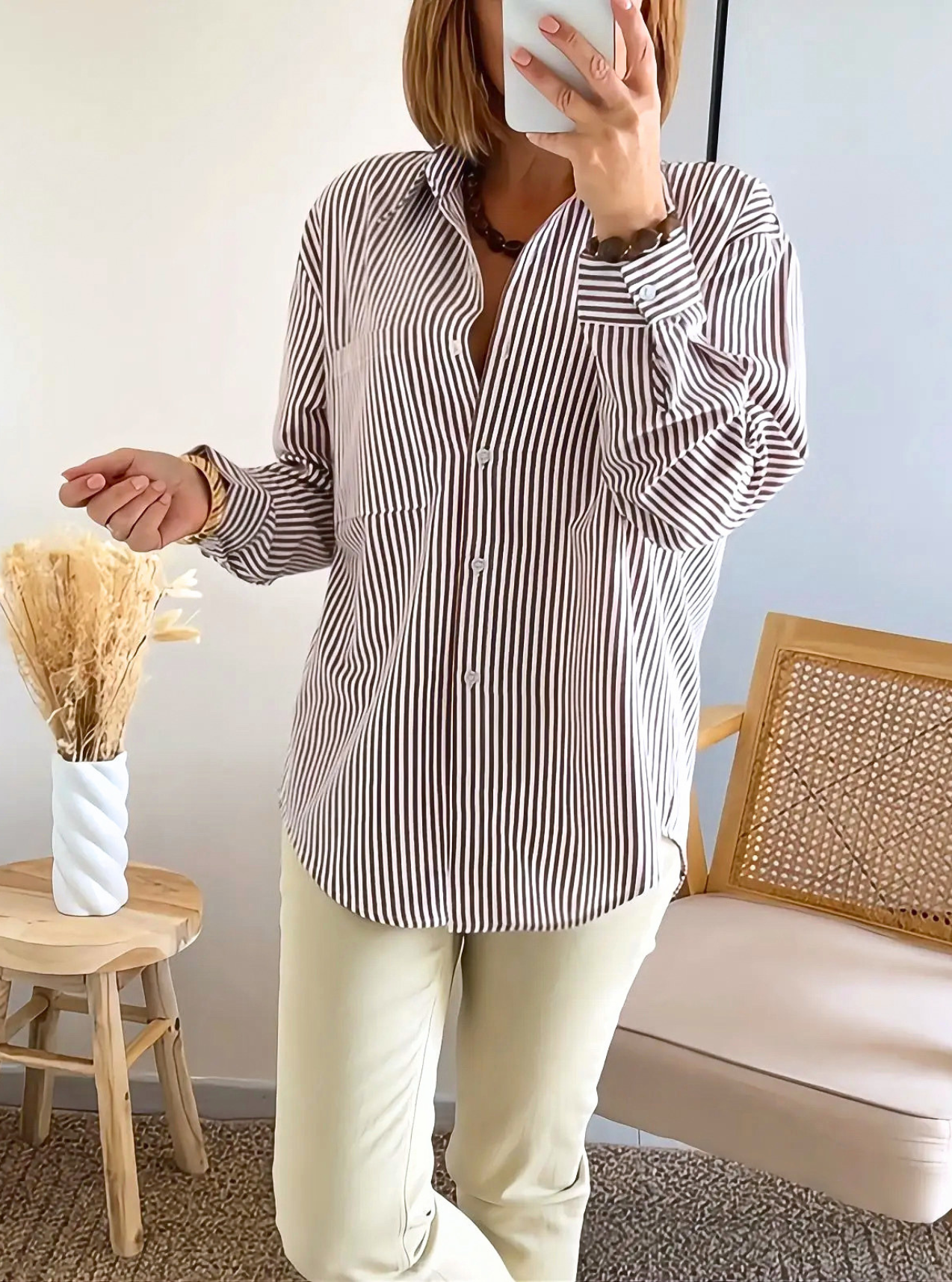 chemise oversize rayures choco femme