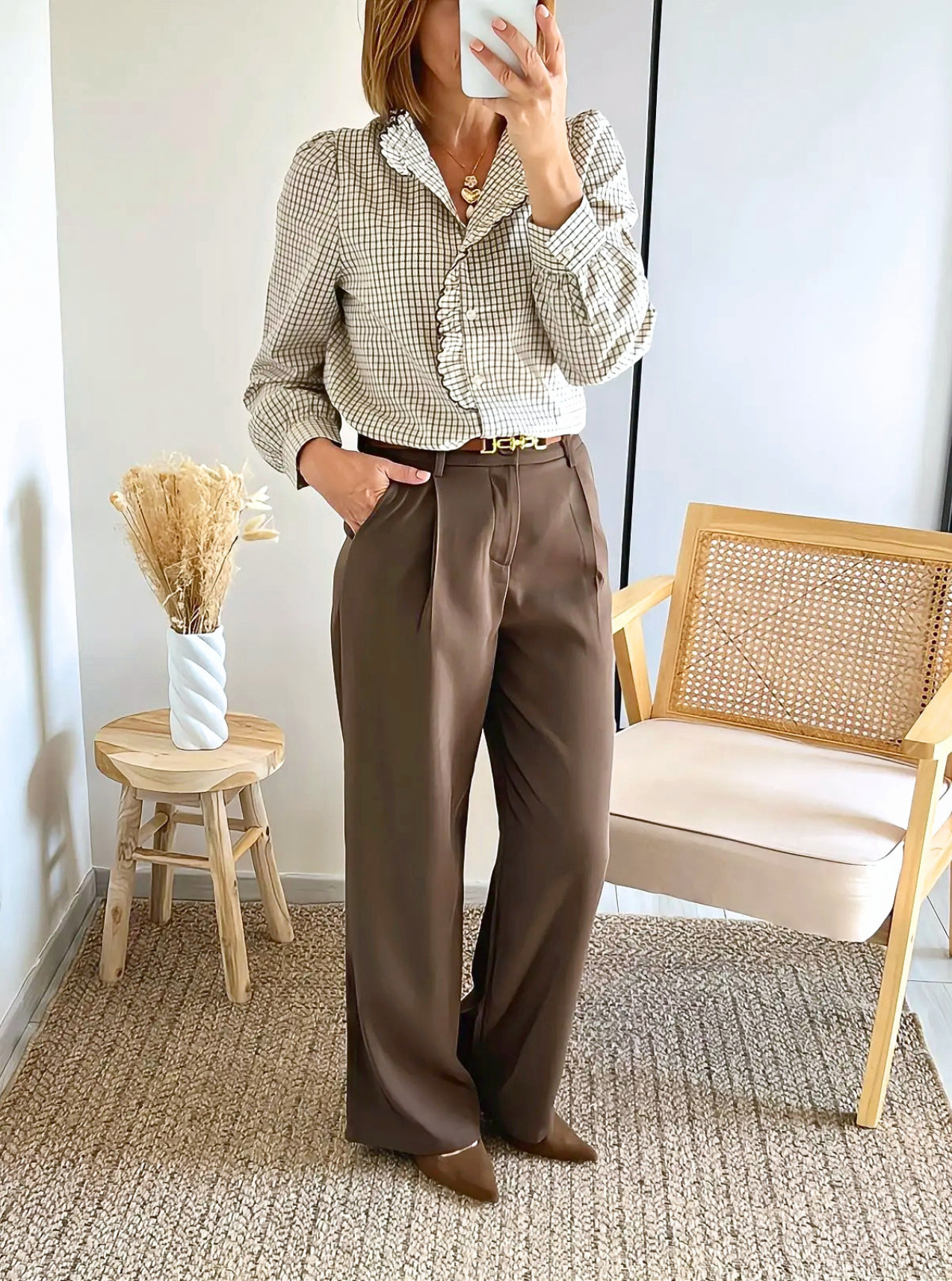 pantalon Auguste choco large femme