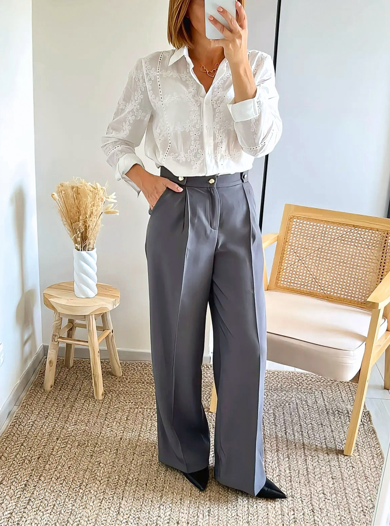 pantalon tailleur femme gris Antonin