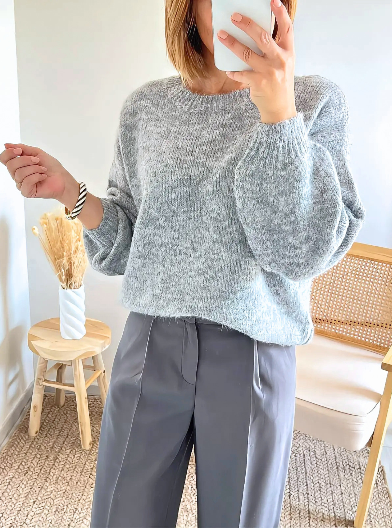pull doux intemporel gris Paco